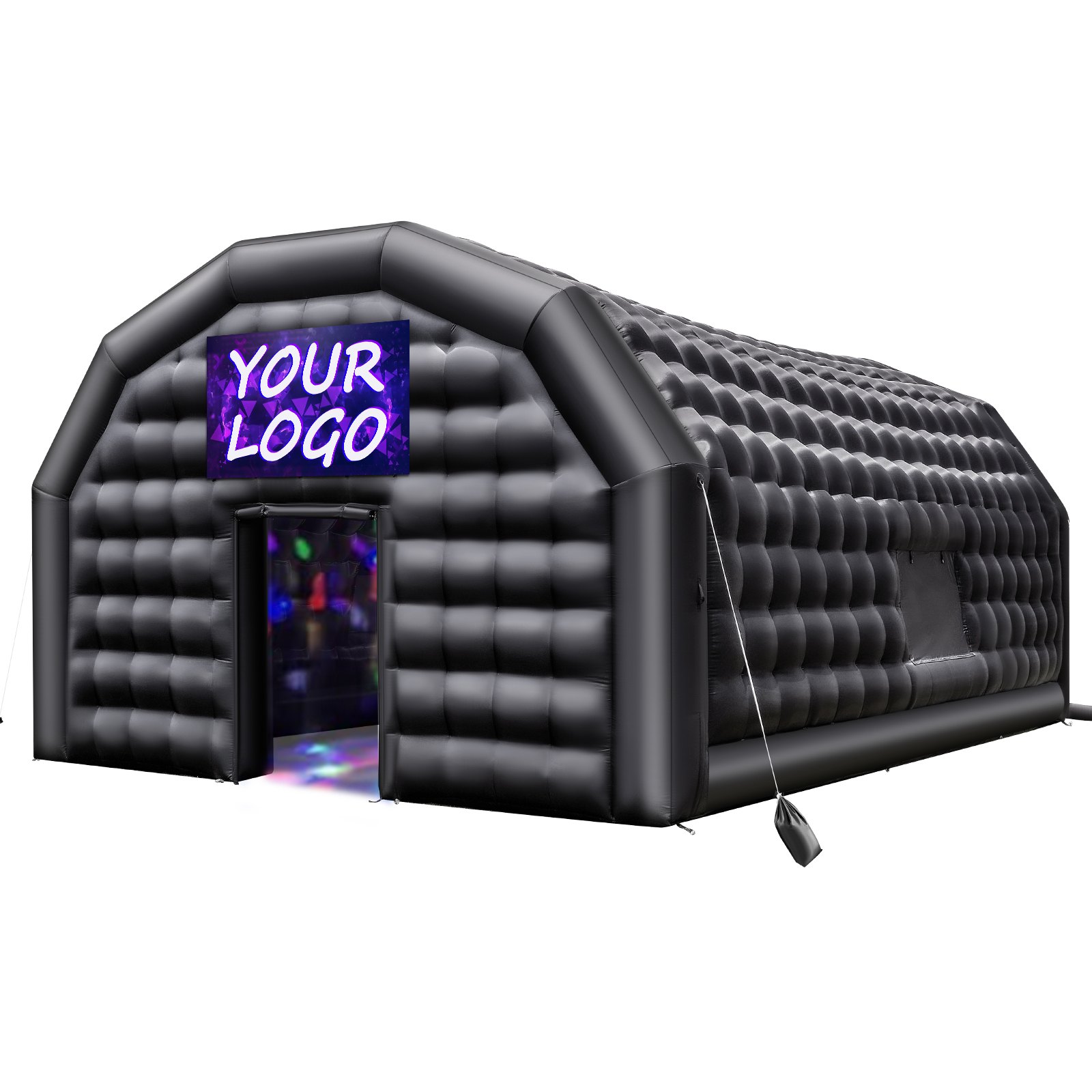 Aufblasbares Partyzelt 8x6x4 M, Würfelzelt Für Disco Nachtclub, Pavillon Hochzeitszelt Mit 1100W Gebläse, Sandsack, 2 Fenster Für Veranstaltungen, Geburtstag, Hochzeit, Schwarz