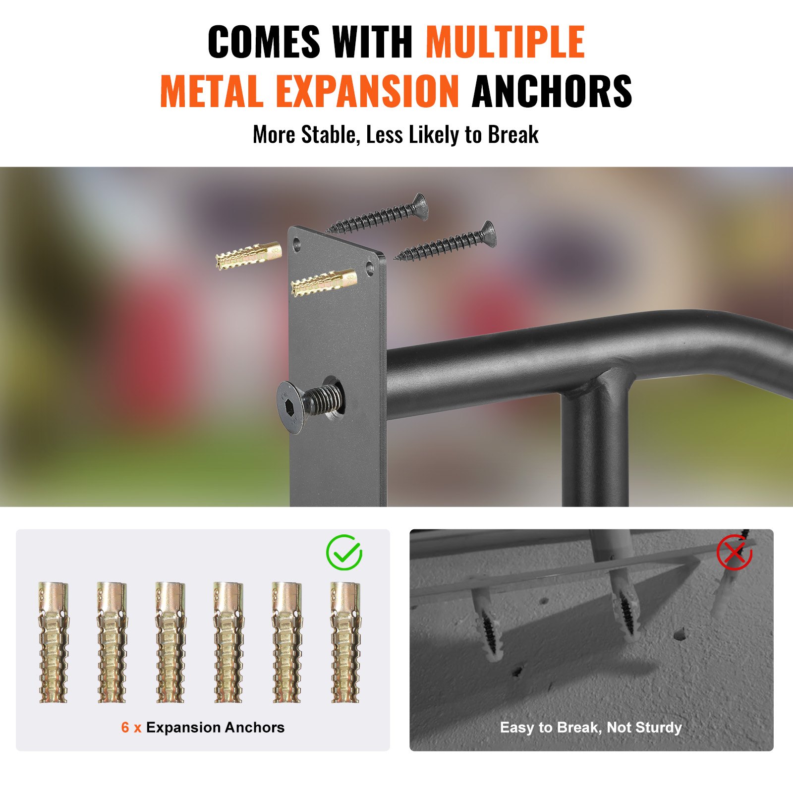 Handrail For Outdoor Steps Wall Mounted U-shaped Matte Black_voghion.com