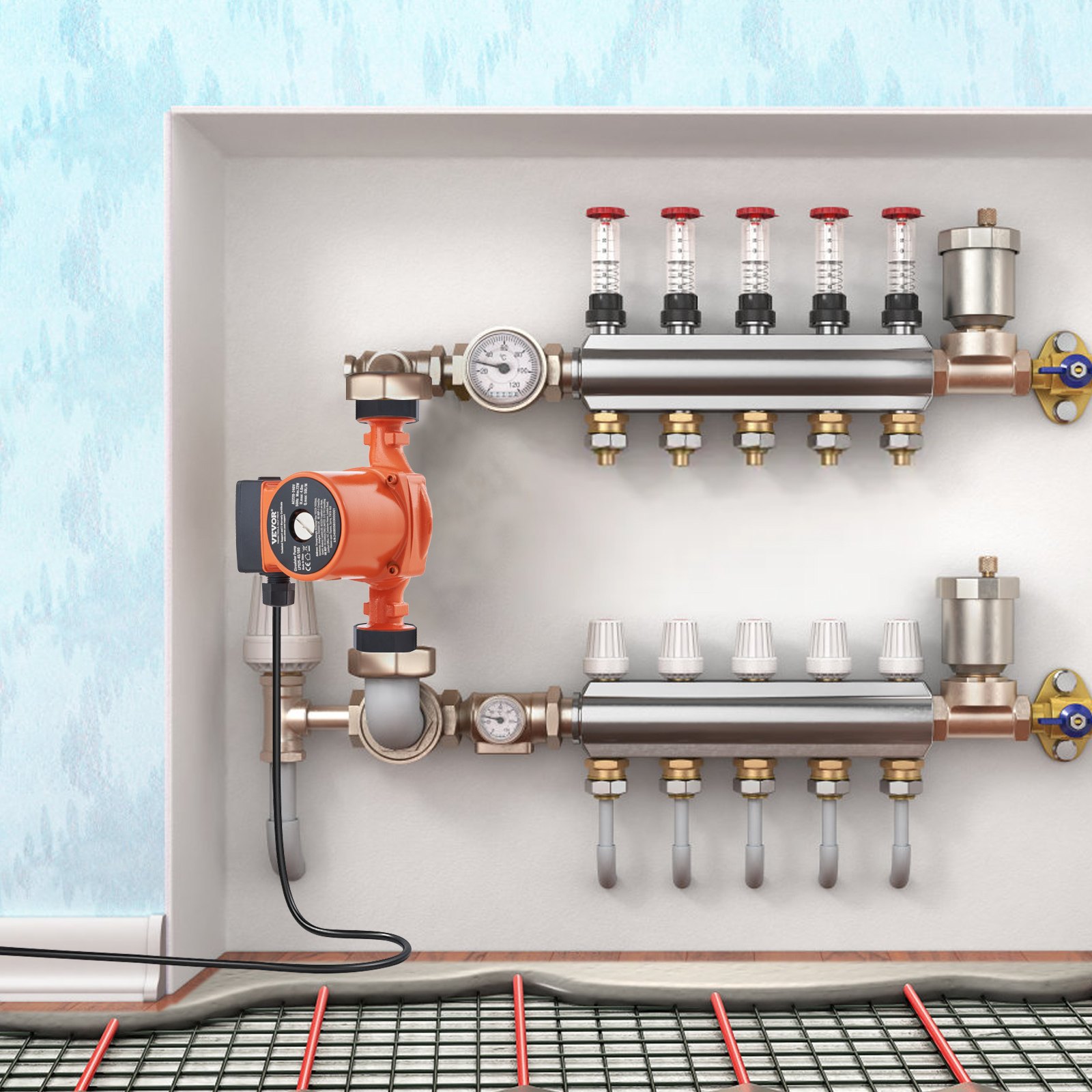 Energieeffiziente Heizungsumwälzpumpe – Gusseisen, 220 V, 92 W, max. Fördermenge 60 l/min, max. Förderhöhe 6 m, drei einstellbare Fördermengen_voghion.com