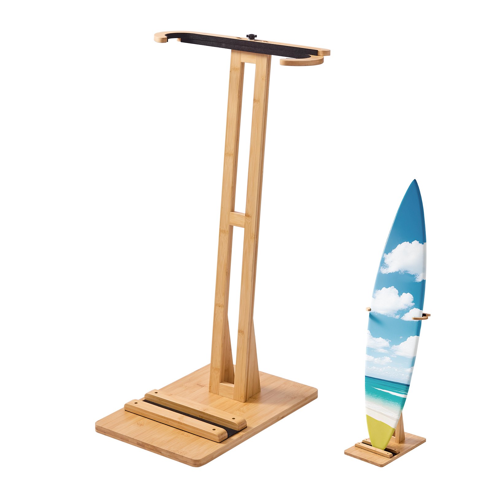 Vertikaler Surfbrettständer Surfbrettregal Aus Holz Zur Aufbewahrung (einstellbar 370-665 Mm) Freistehender Boardständer-Organizer Mit Korkpolsterung Für Wakeboard Snowboard Kiteboard