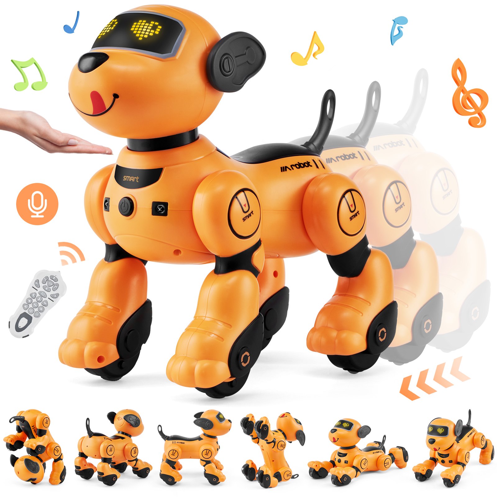 Ferngesteuerter Roboterhund, 2,4-GHz-RC-Hund, programmierbarer intelligenter interaktiver Roboterhund für Kinder mit Folgefunktion, Touch- und Sprachsteuerung_voghion.com