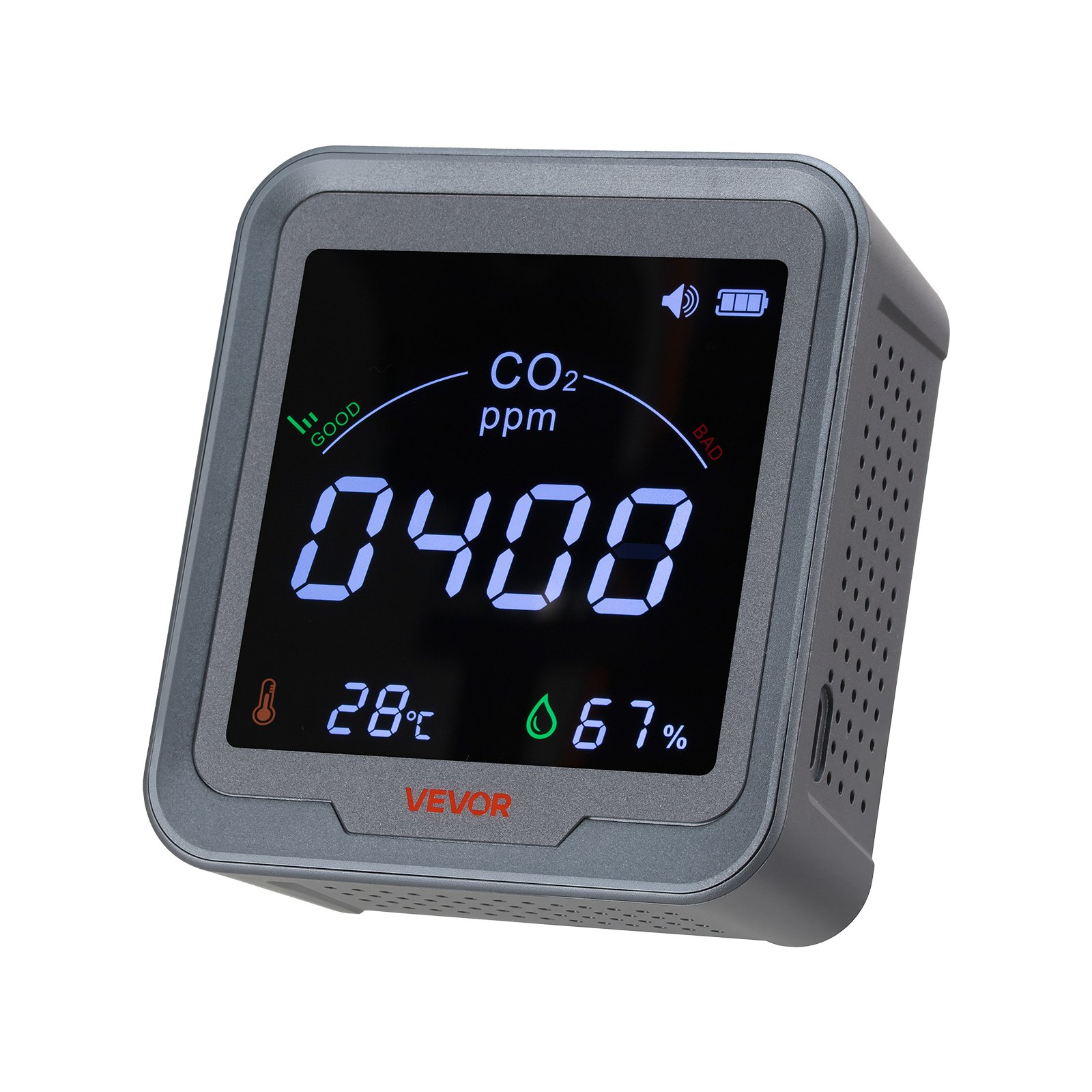 CO2-Detektor CO2-Monitor Mit Temperatur- & Feuchtigkeitsanzeige NDIR-Sensor Kohlendioxid-Messgerät