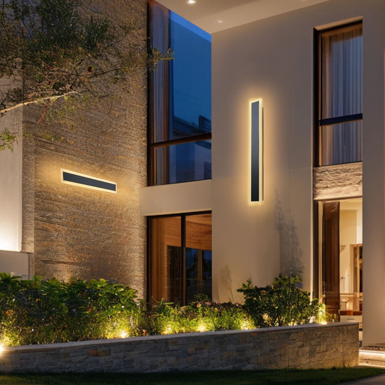 Moderne Außenwandleuchte – 60 cm langer Streifen, 3000 K warmweiß, IP65 wasserdicht, rostfrei, für Terrasse und Garten_voghion.com