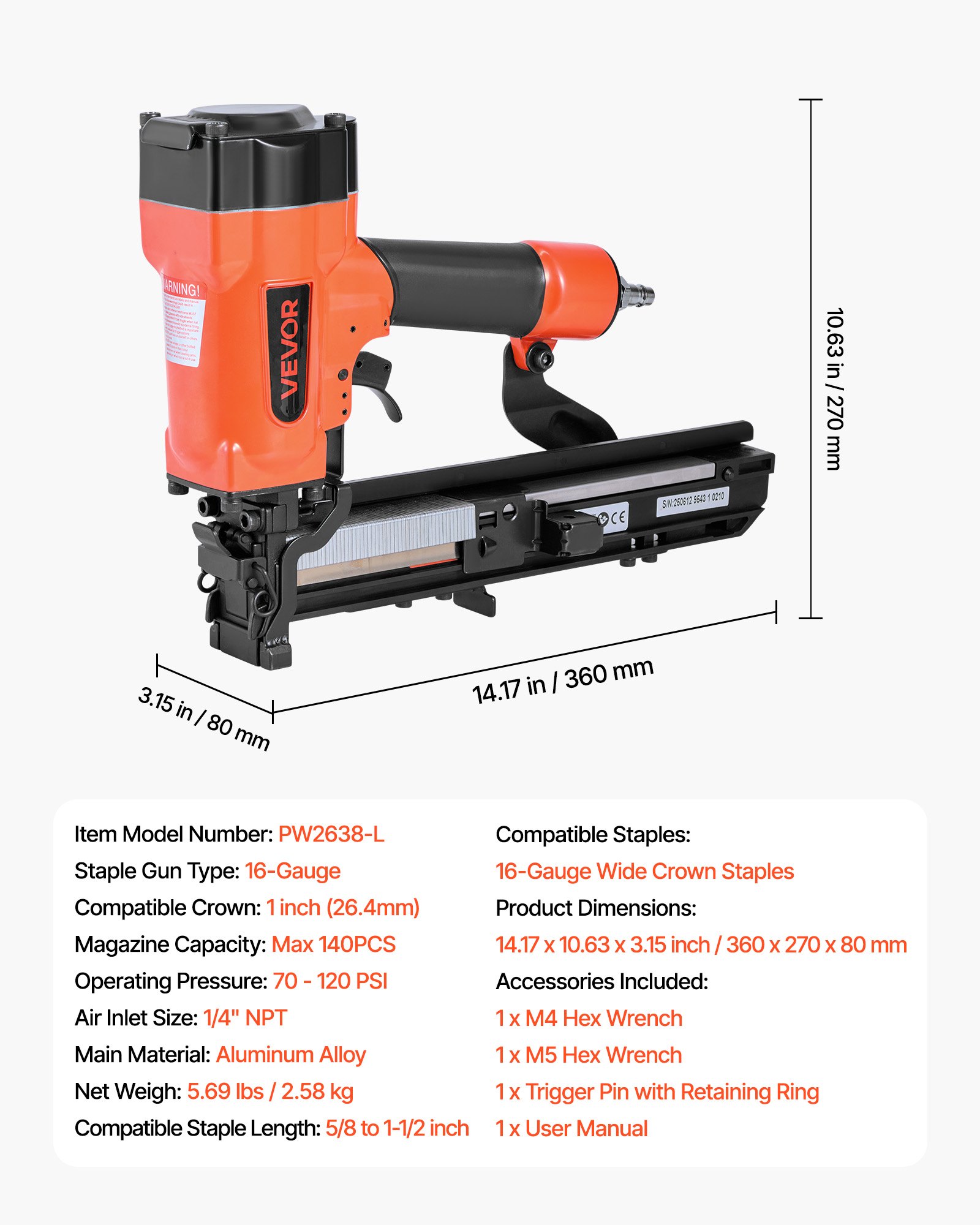 Druckluftnagler264 Mm Breite Krone Drucklufttacker_voghion.com