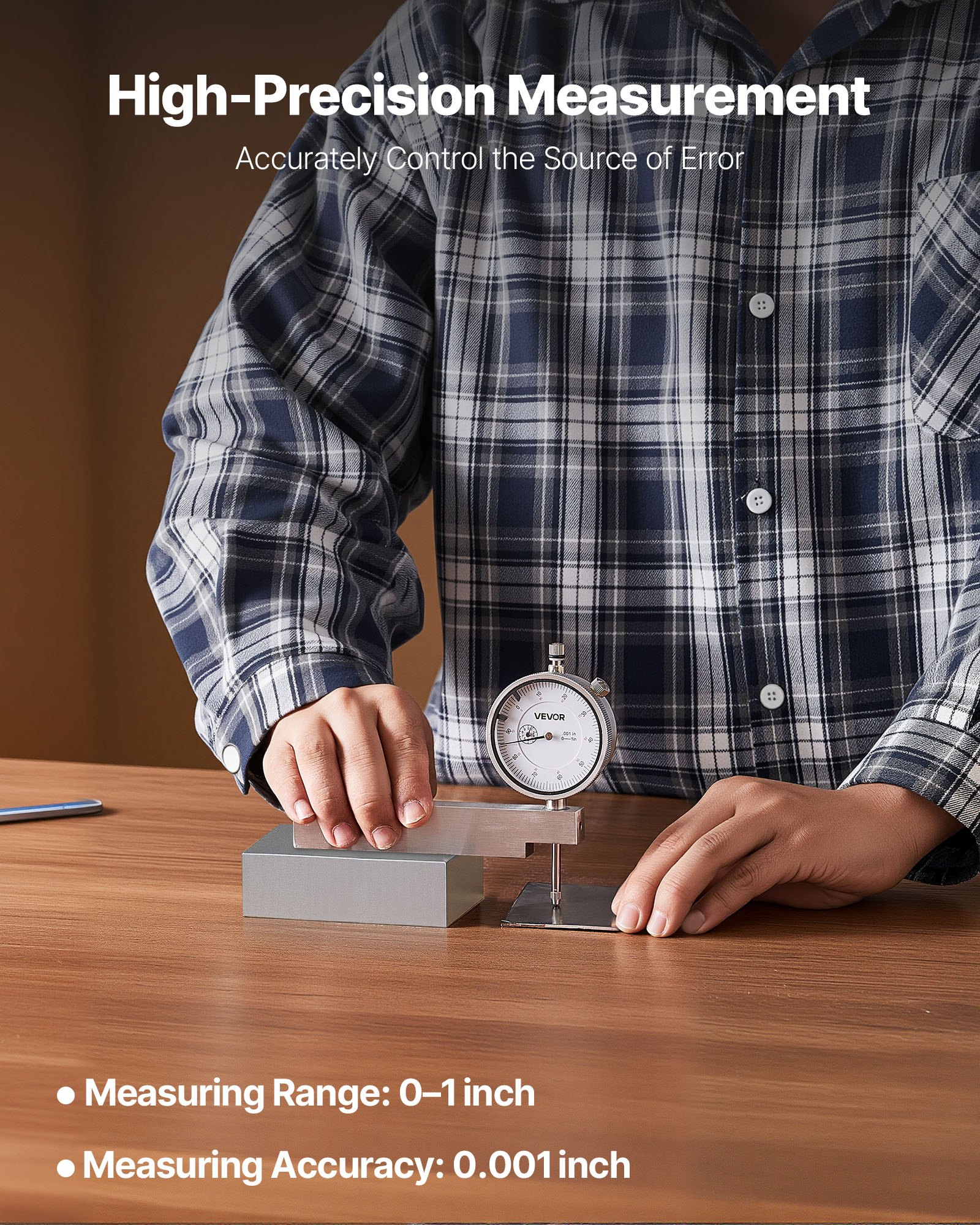 Messuhr mit Metallsockel003 mm Genauigkeit 0–25_voghion.com