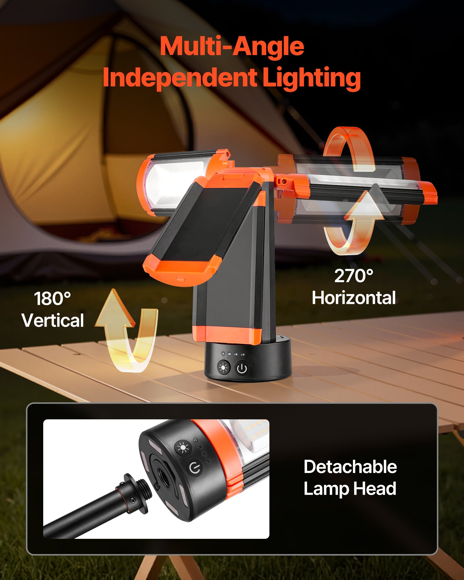 LED-Baustellenleuchte mit Stativ, 10-Ah-Akku, 3 Lampenköpfe, abnehmbares Stativ_voghion.com