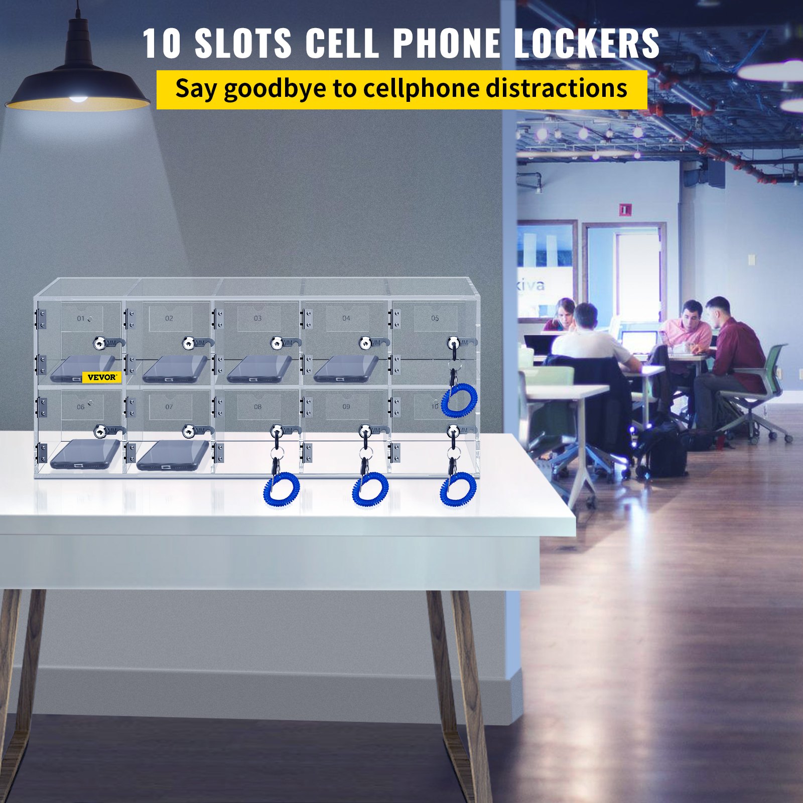 Cell Phone Storage Locker, 10 Slots Acrylic Material With Door Locks And Keys — image 5