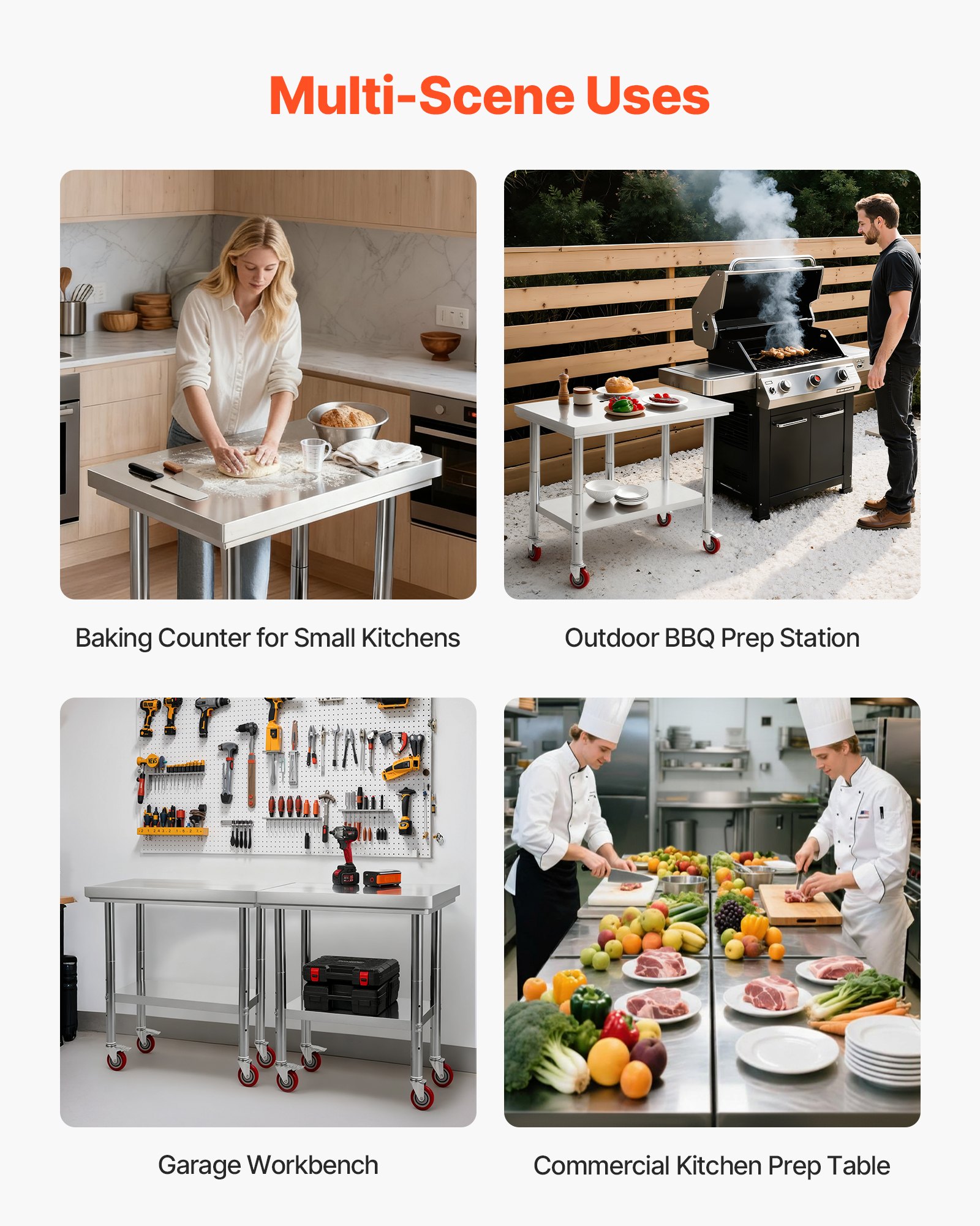 Edelstahl Arbeitstisch Für Die Küche Mit Rollen Und Ablage_voghion.com