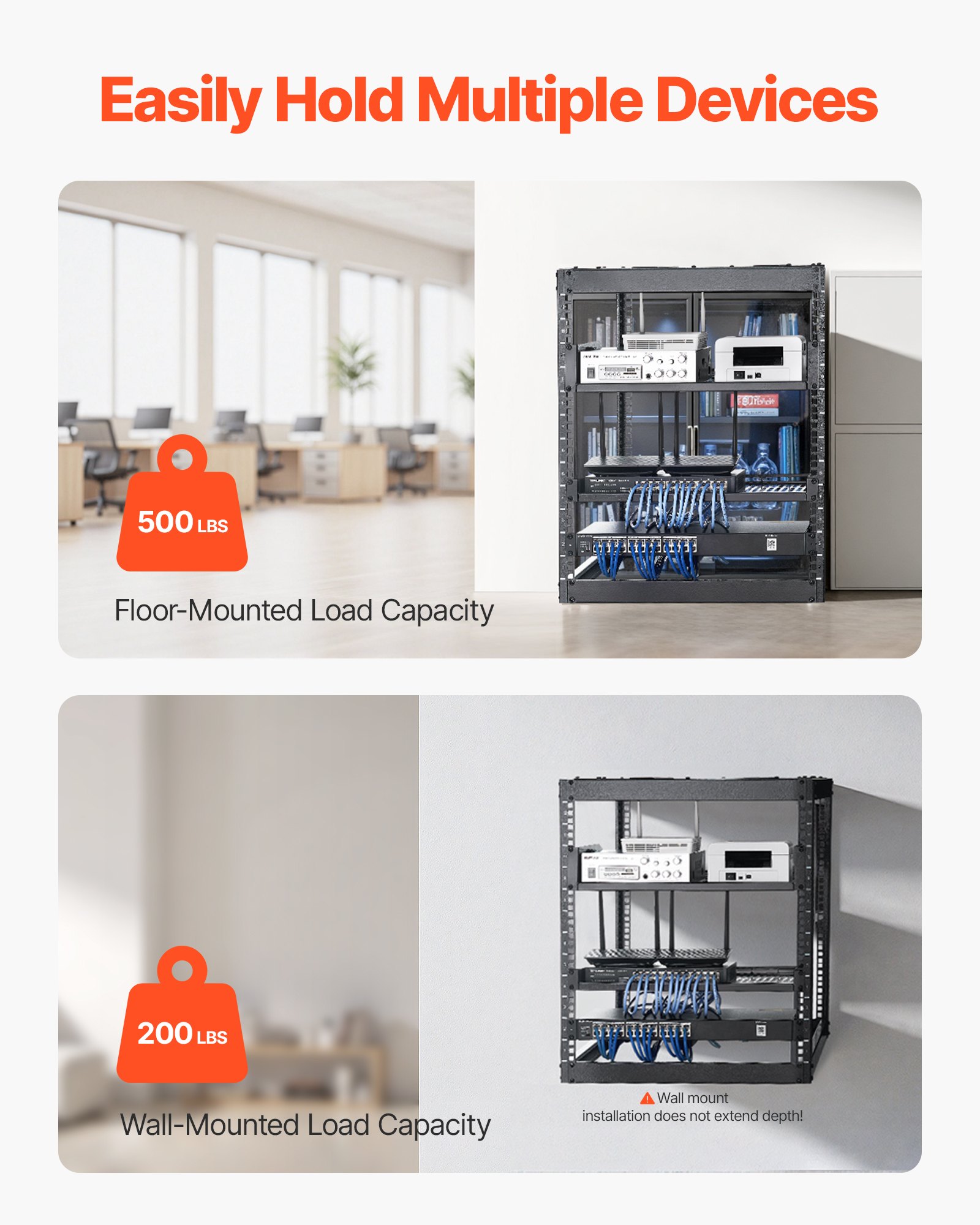 12HE Open-Frame-Netzwerkschrank – Wand- oder Standserverschrank mit belüfteten Regalböden und Montagezubehör für Netzwerkgeräte und AV-Geräte_voghion.com