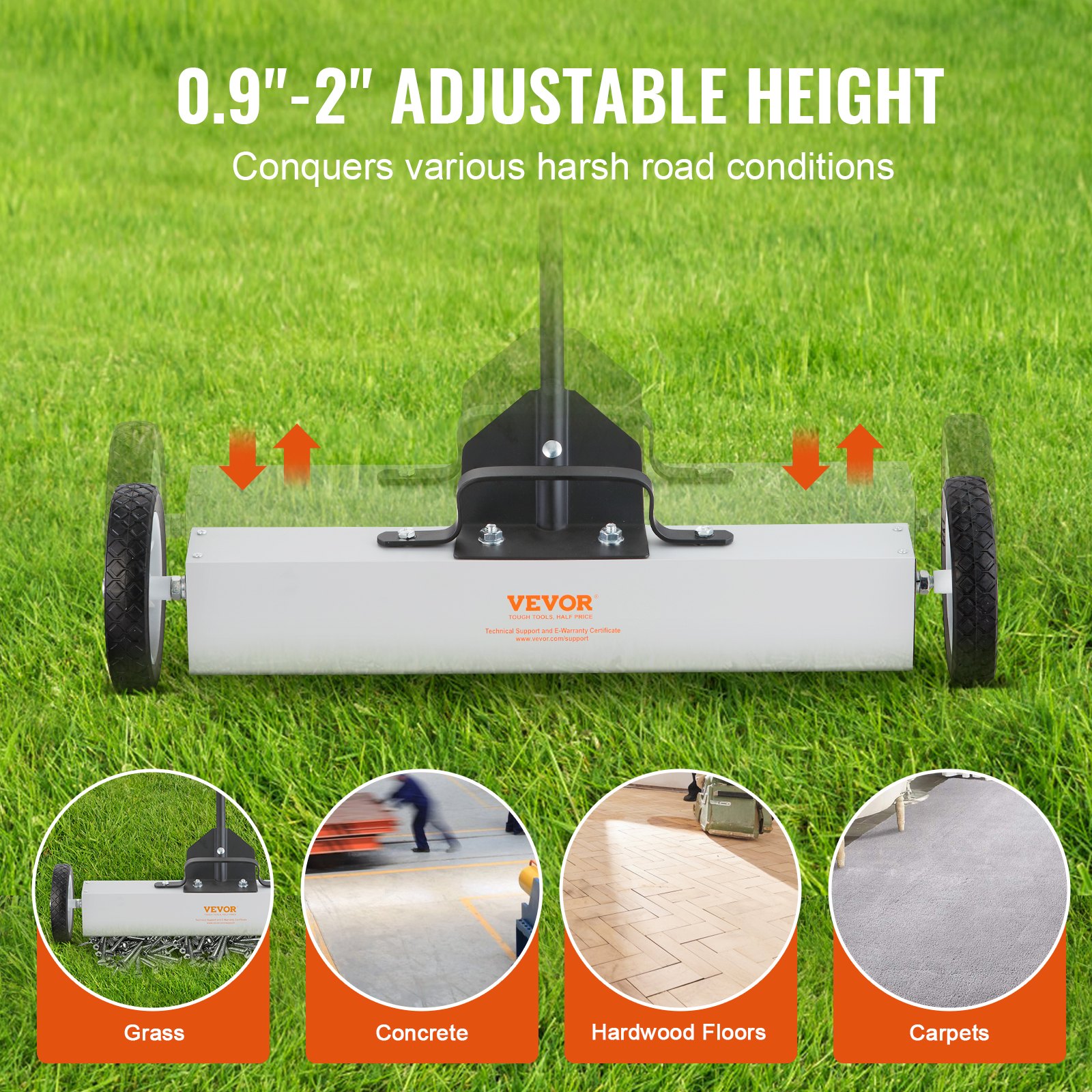 22.7 Kg Rolling Magnetic Sweeper With Wheels, Push-Type Pick Up 61 Cm Large — image 3