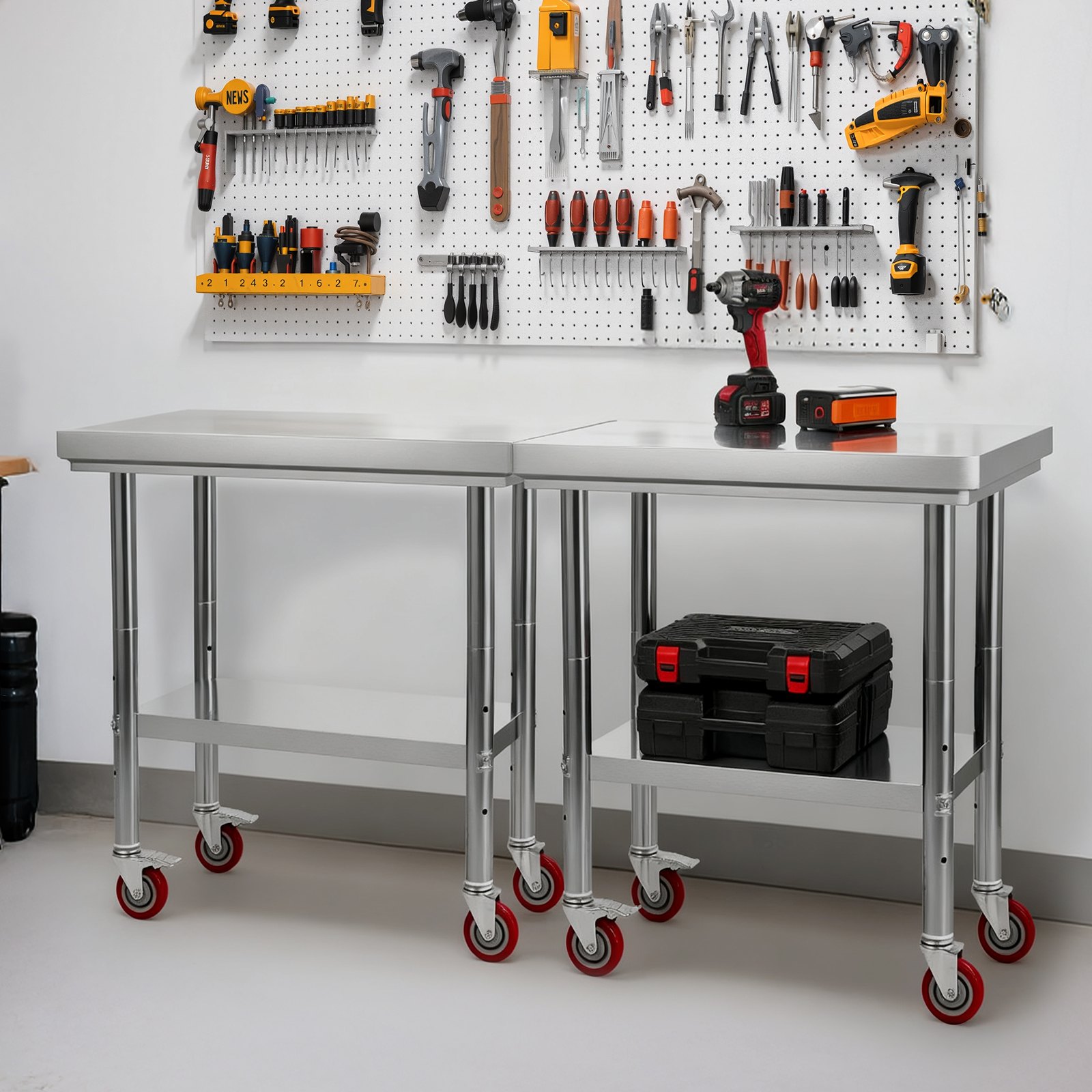 Edelstahl Arbeitstisch Für Die Küche Mit Rollen Und Ablage_voghion.com