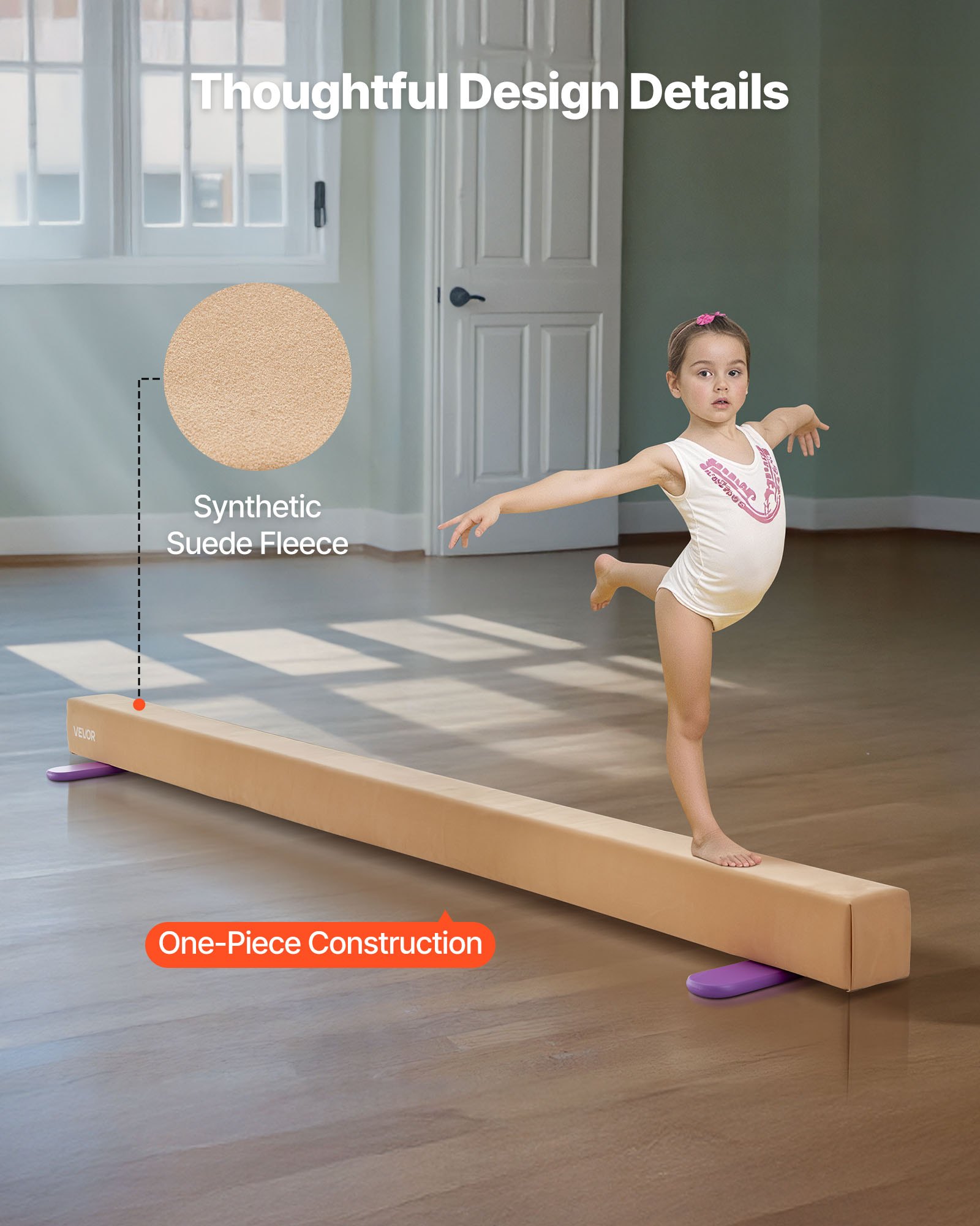 8FT Balance Beam For Kids, 350 LBS Stable Support Gymnastics Floor — image 3