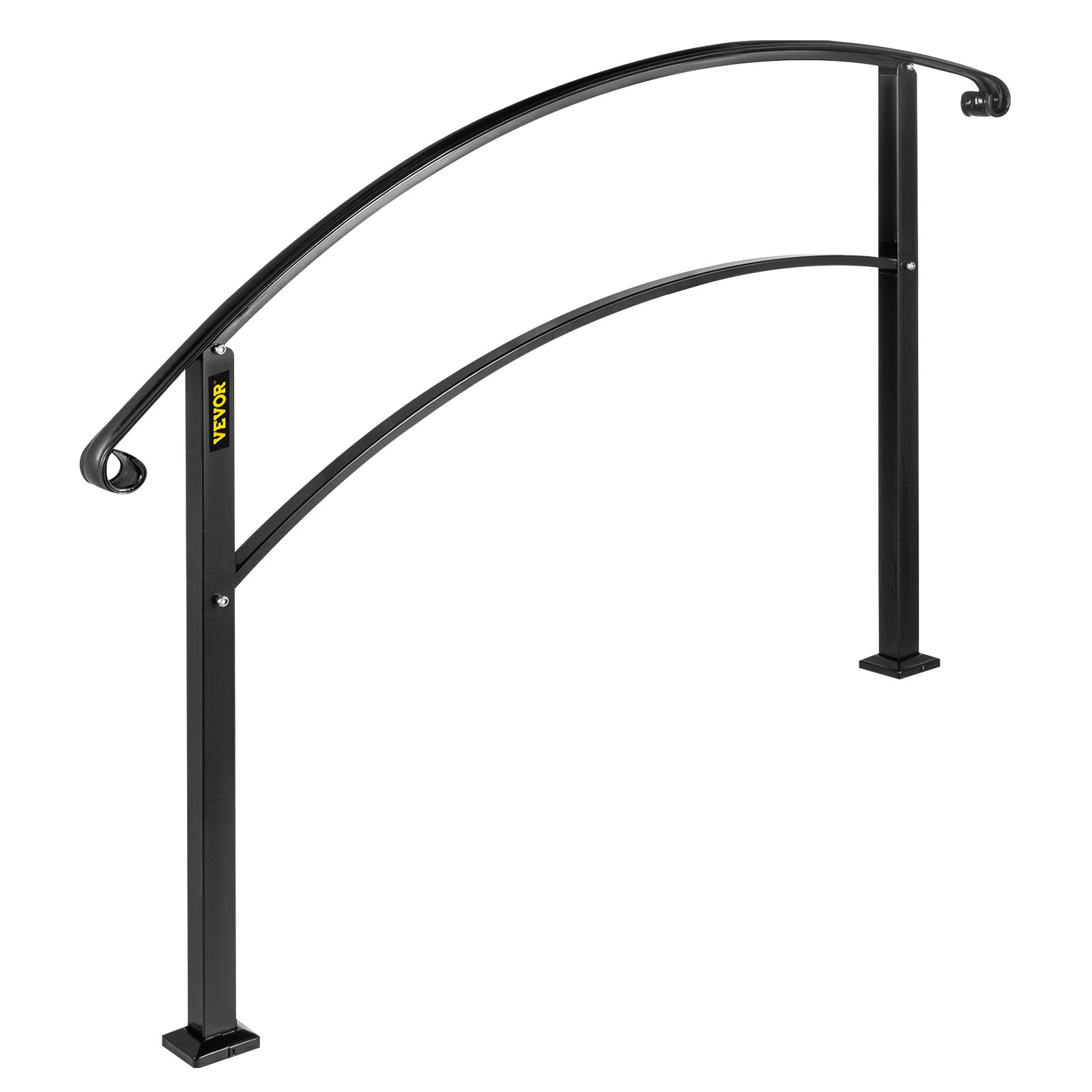Handrails For Outdoor Steps, Fit 1 Or 5 Stair Railing, Black Wrought Iron — image 3