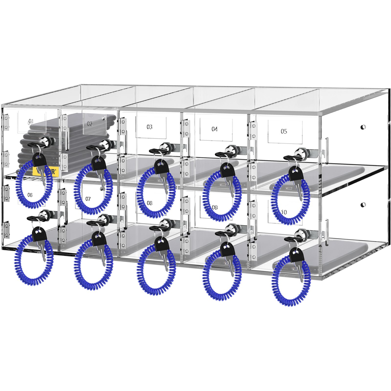 Cell Phone Storage Locker, 10 Slots Acrylic Material With Door Locks And Keys — image 4