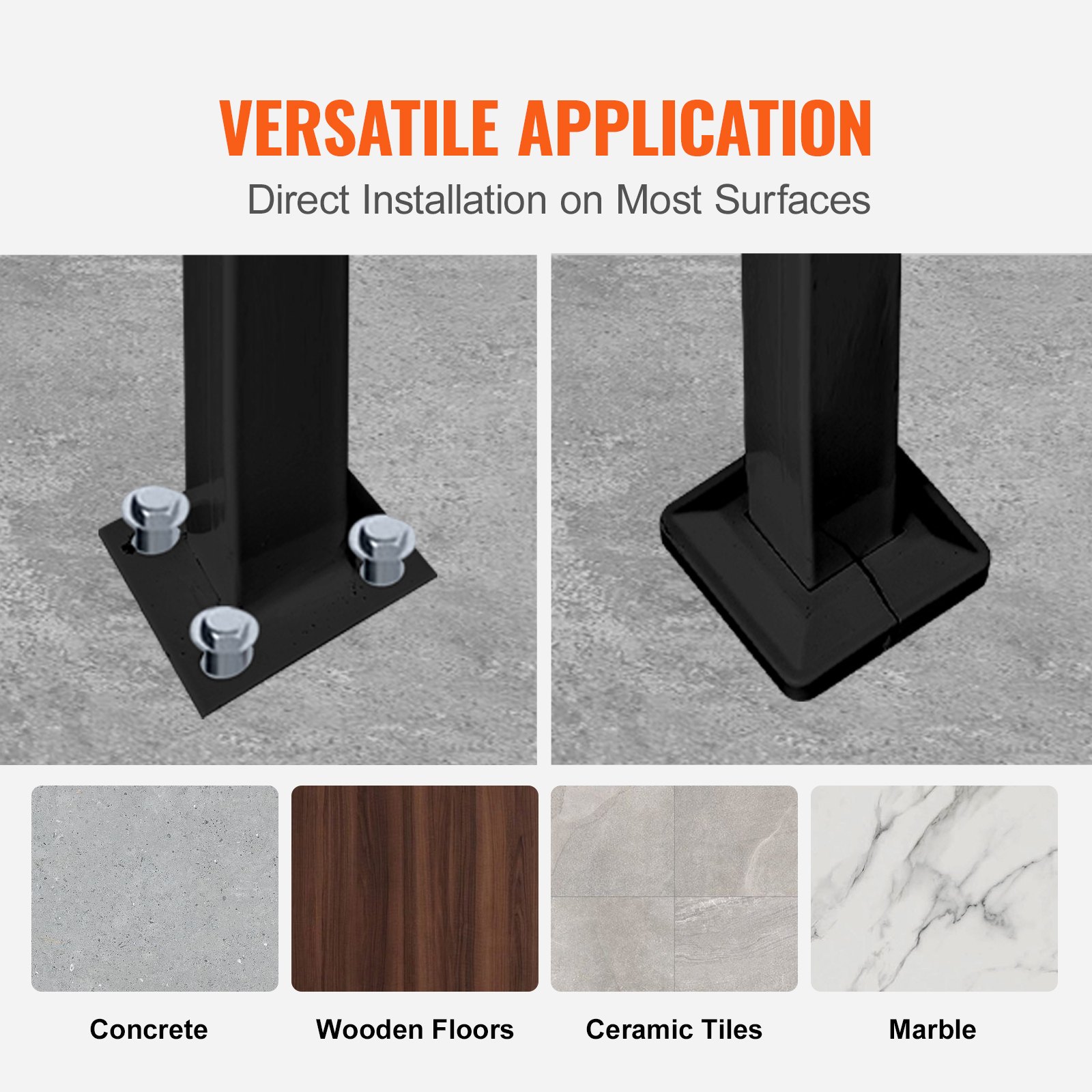 Handrails For Outdoor Steps, Fit 1 Or 5 Stair Railing, Black Wrought Iron — image 2