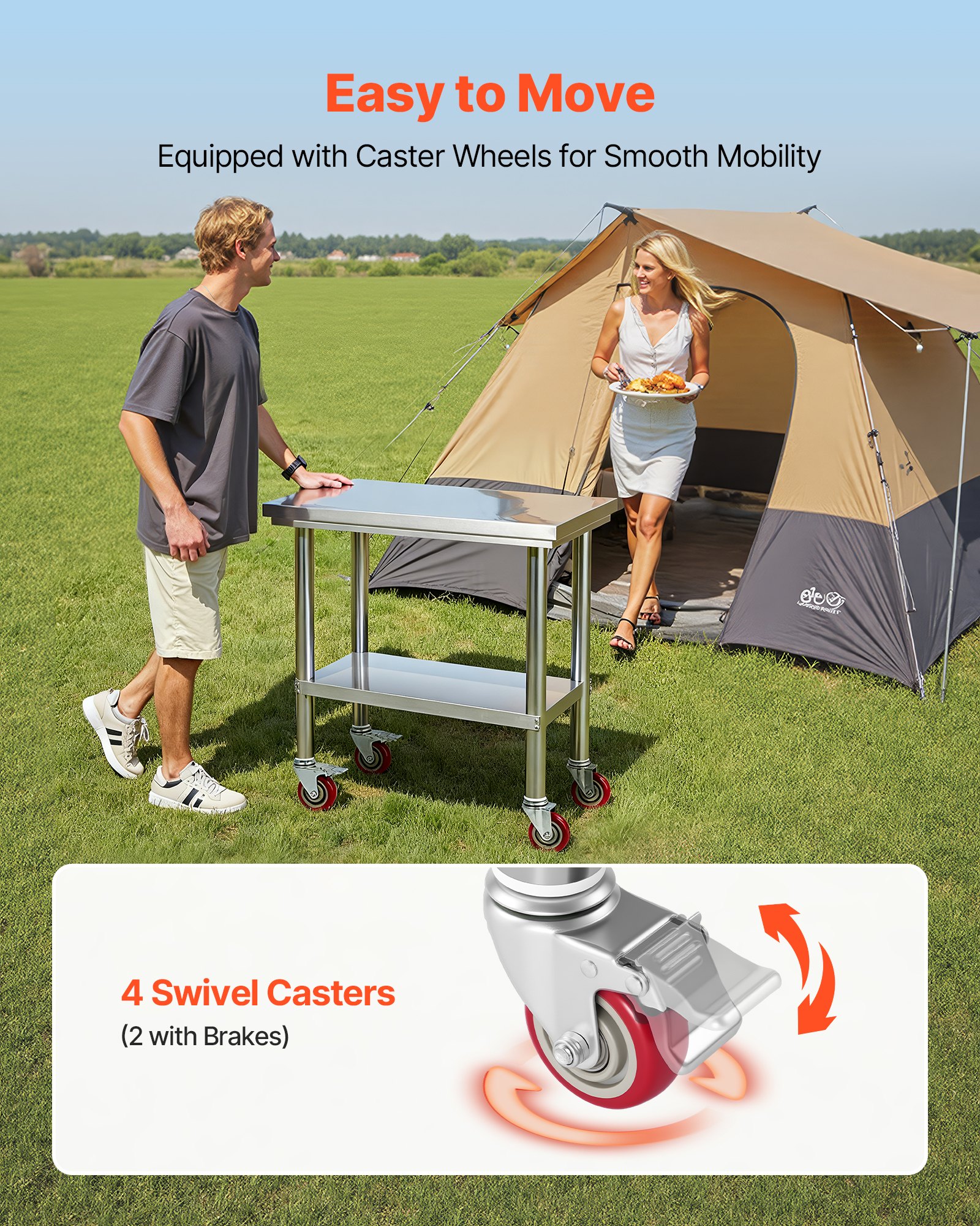 Edelstahl Arbeitstisch Für Die Küche Mit Rollen Und Ablage_voghion.com