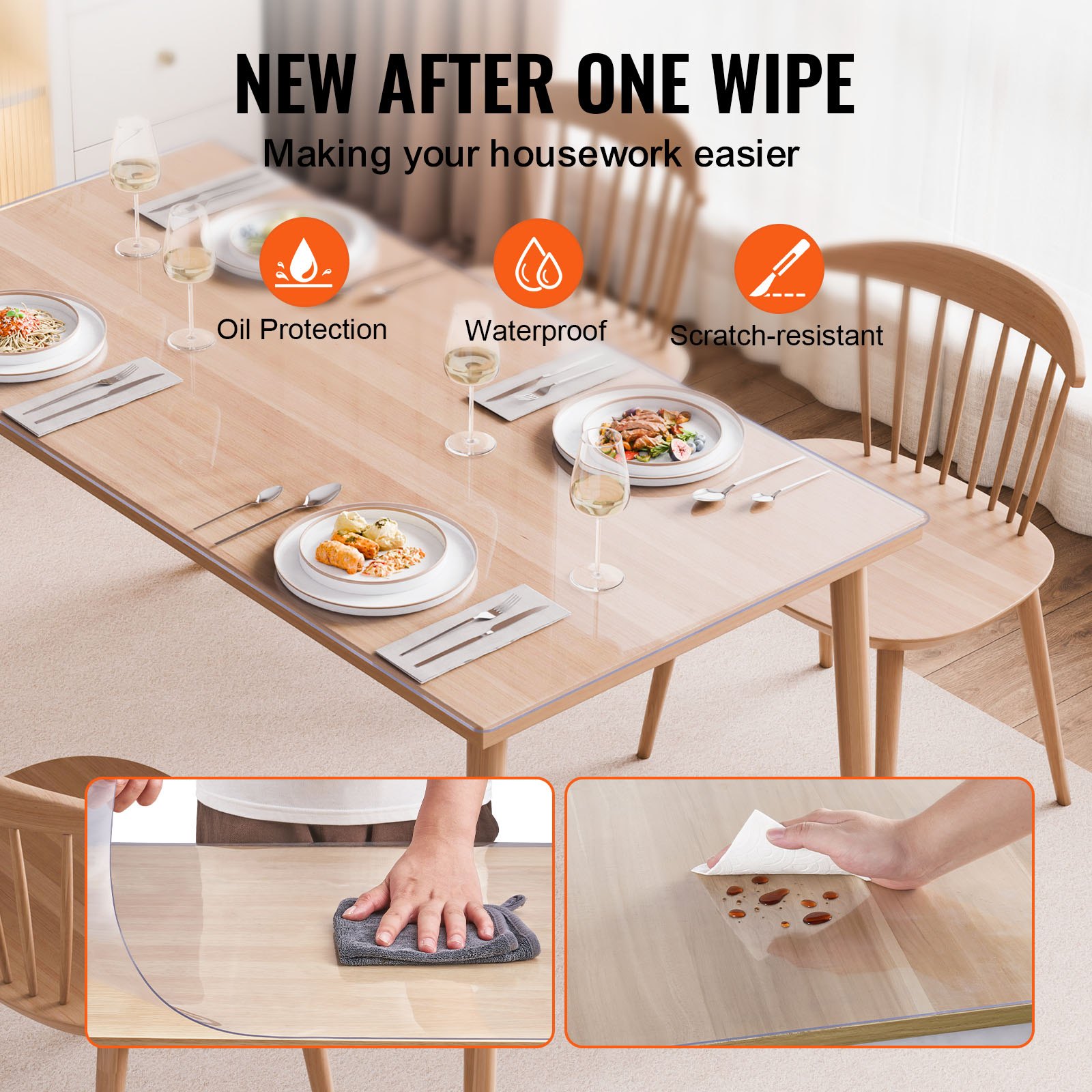 Plastic Table Cover, 36 X 48 Inch 1.5 Mm Thick Clear Protector, Rectangle PVC — image 4