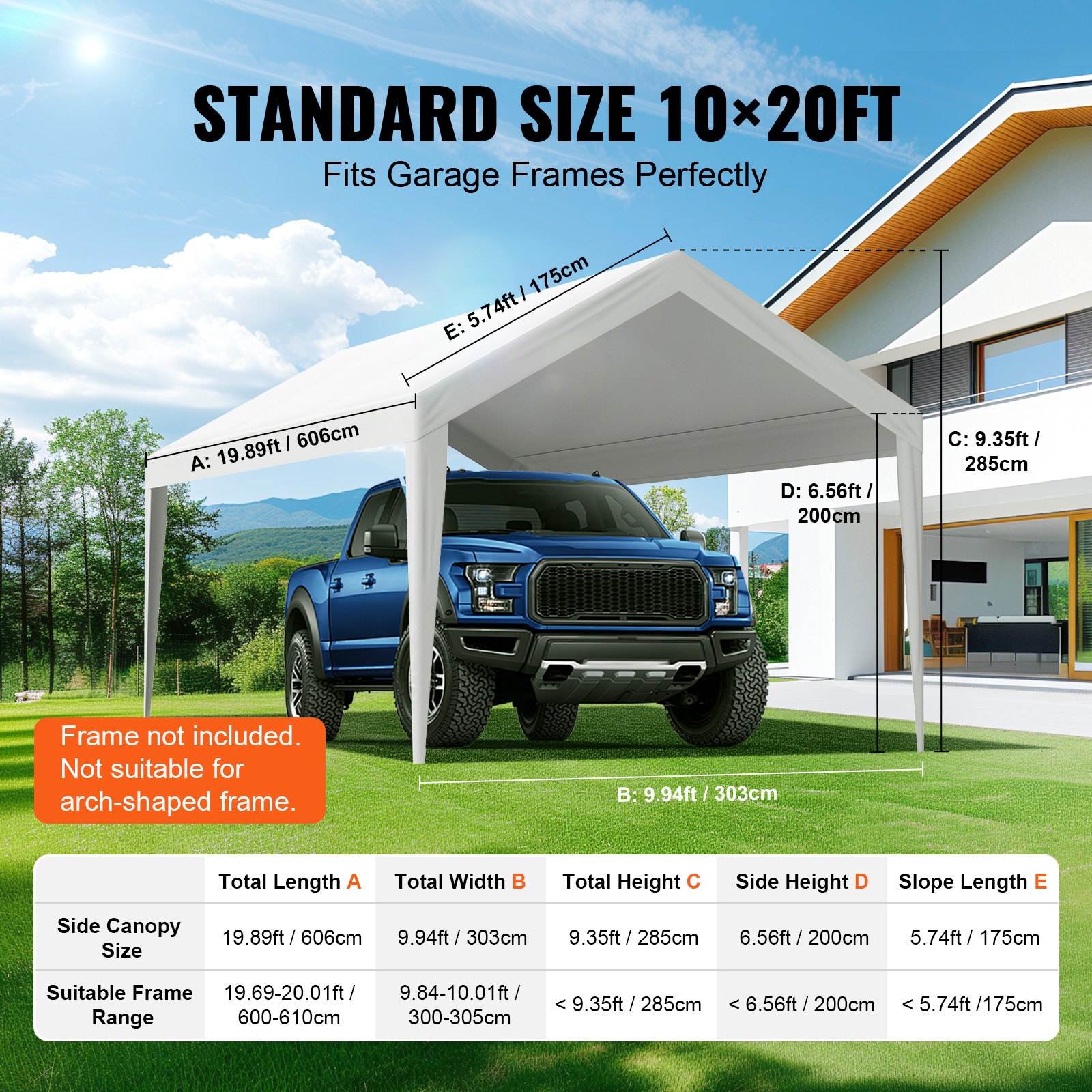 Carport Replacement Canopy Cover 6100 X 3040 Mm, Garage Top Tent Shelter Tarp — image 2
