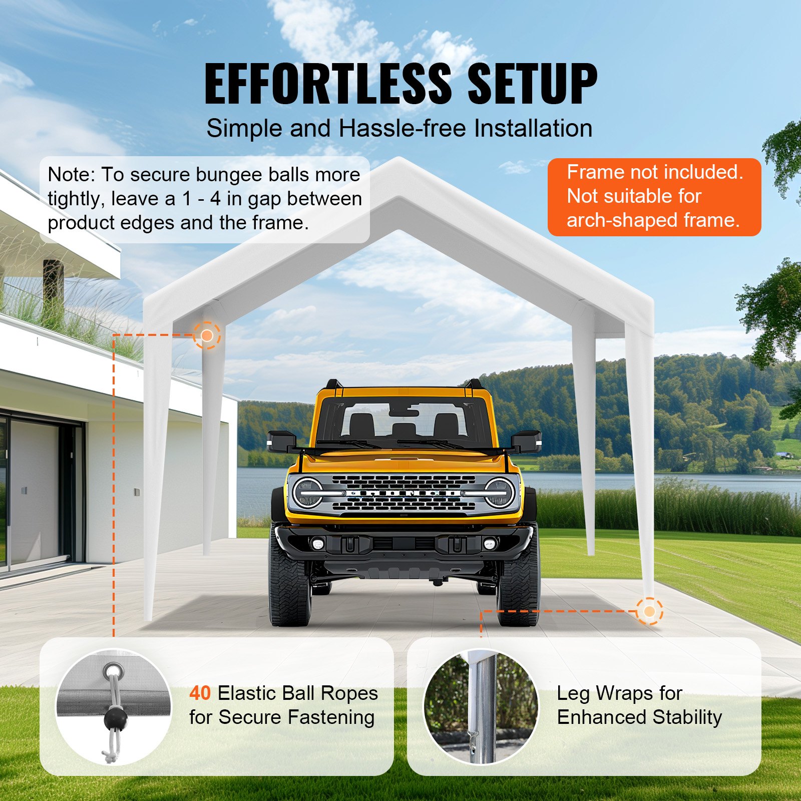 Carport Replacement Canopy Cover 6100 X 3040 Mm, Garage Top Tent Shelter Tarp — image 5