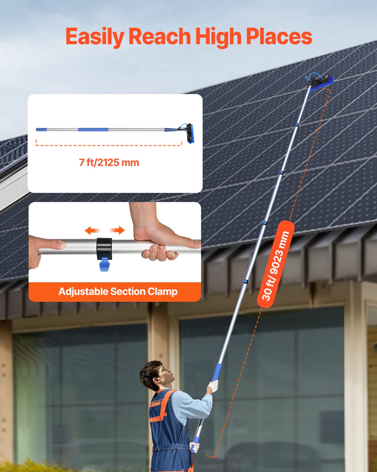 Water Fed Pole Kit, 9m Solar Panel Cleaning With Extendable Handle, 180° — image 4