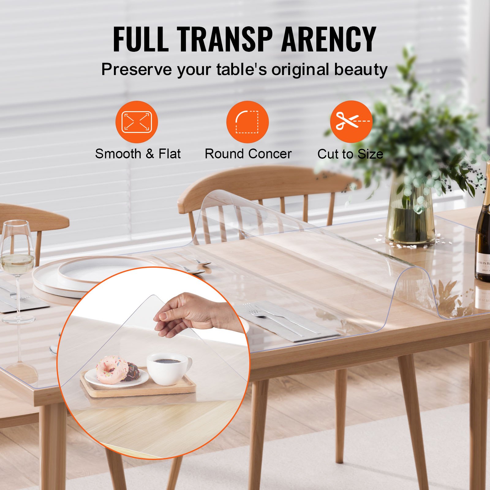 Plastic Table Cover, 36 X 48 Inch 1.5 Mm Thick Clear Protector, Rectangle PVC