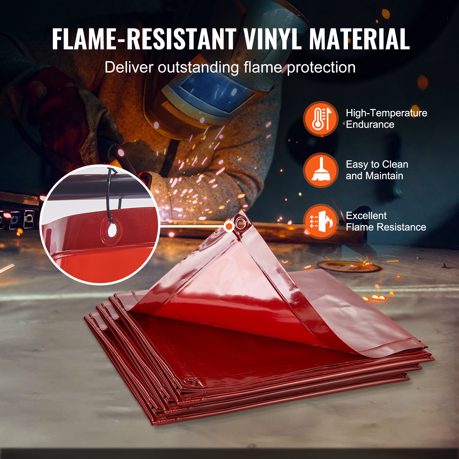 Welding Screen With Frame, 1.8 X 1.8 M 3 Panel Curtain Screens, Flame-Resistant — image 5