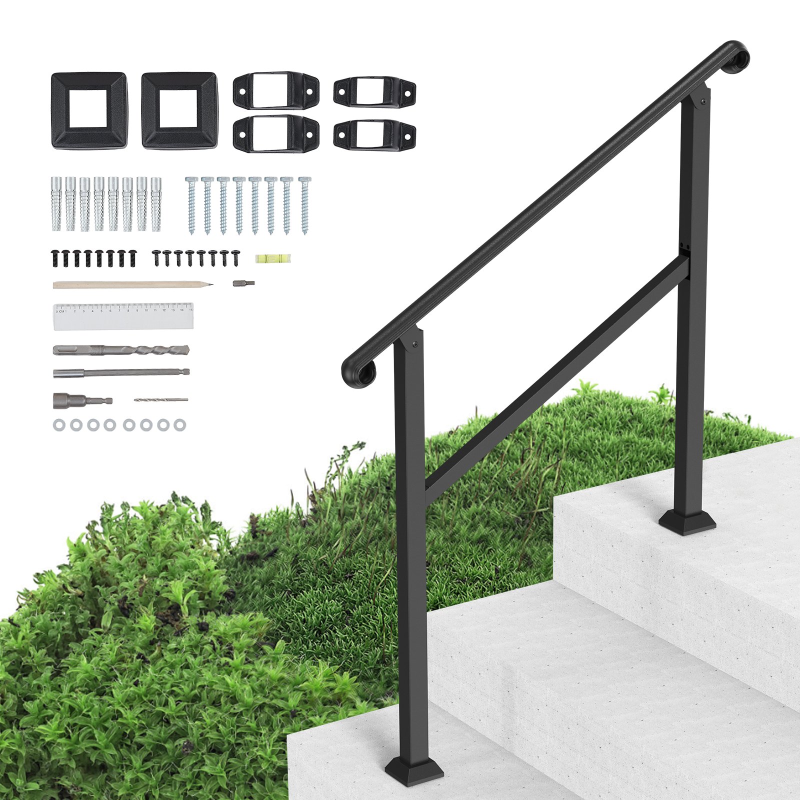 Handrails For Outdoor Steps, 2-3 Step Stair Hand Rail & Indoor Railing Kit — image 5