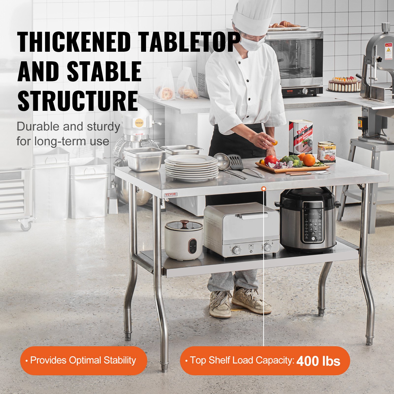 Commercial Worktable Workstation 121.9x61 Cm Folding Prep Table, Heavy-duty — image 5