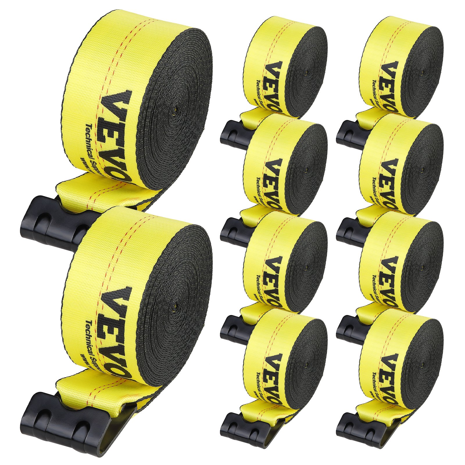 Winch Straps, 4" X 40', 6000 Lbs Load Capacity, 18000 Lbs Break Strength, Truck Straps With Flat Hook, Flatbed Tie Downs Cargo Control For Trailers, Farms, Rescues, Tree Saver, Yellow (10 Pack)