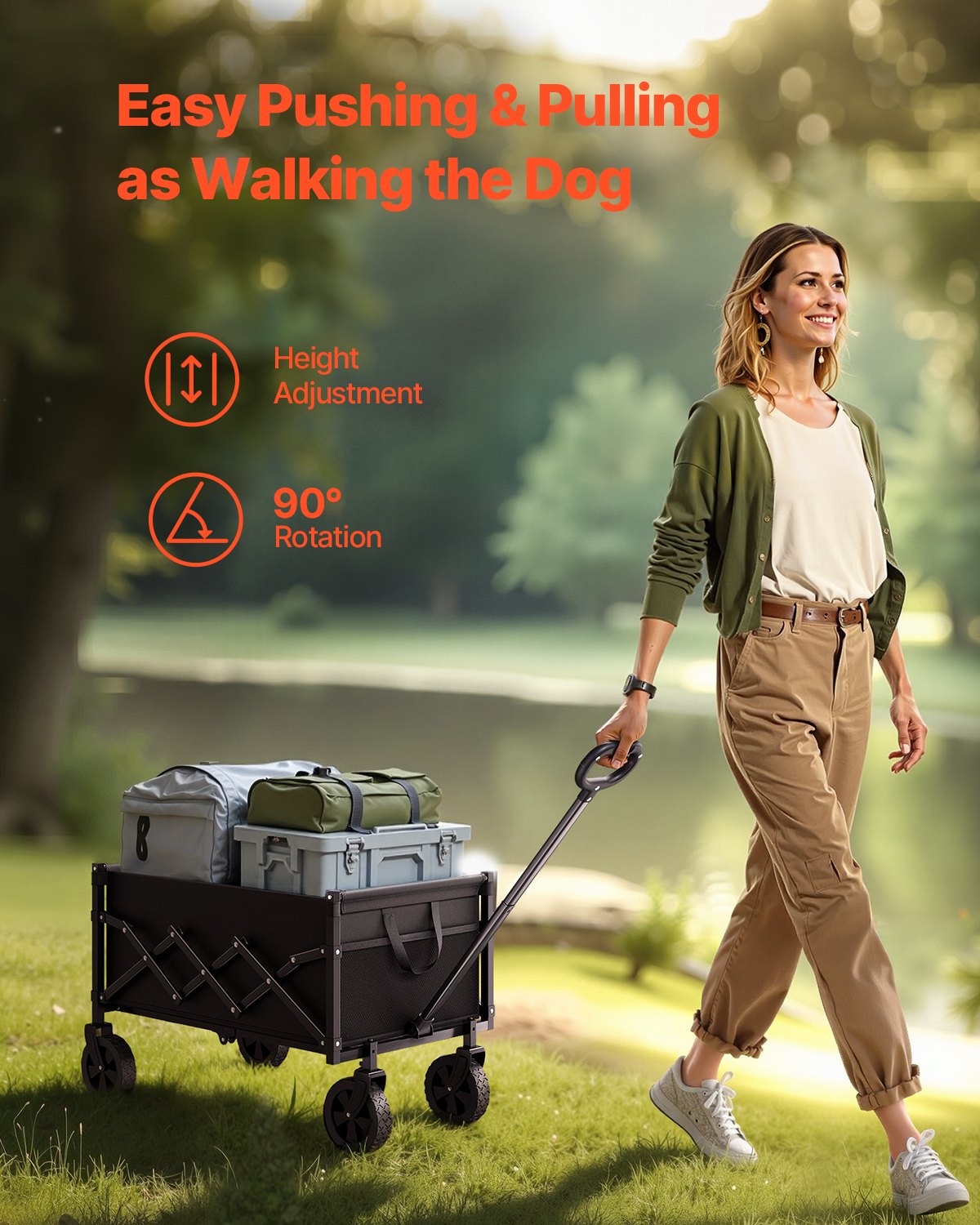 Collapsible Wagon Carts, 120L & 225LBS Folding Wagons With All-Terrain Wheels — image 4