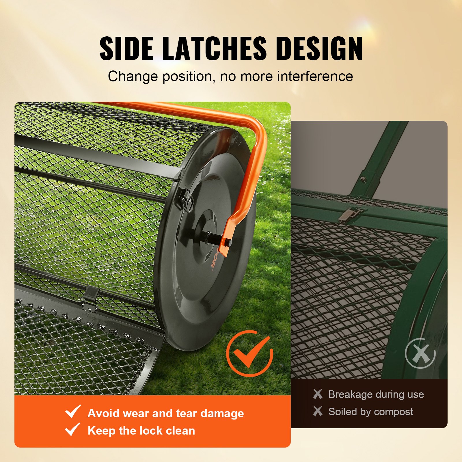 Compost Spreader, 24.4-25.6" Height Adjustable Handle, 24" Wide, Lawn — image 2