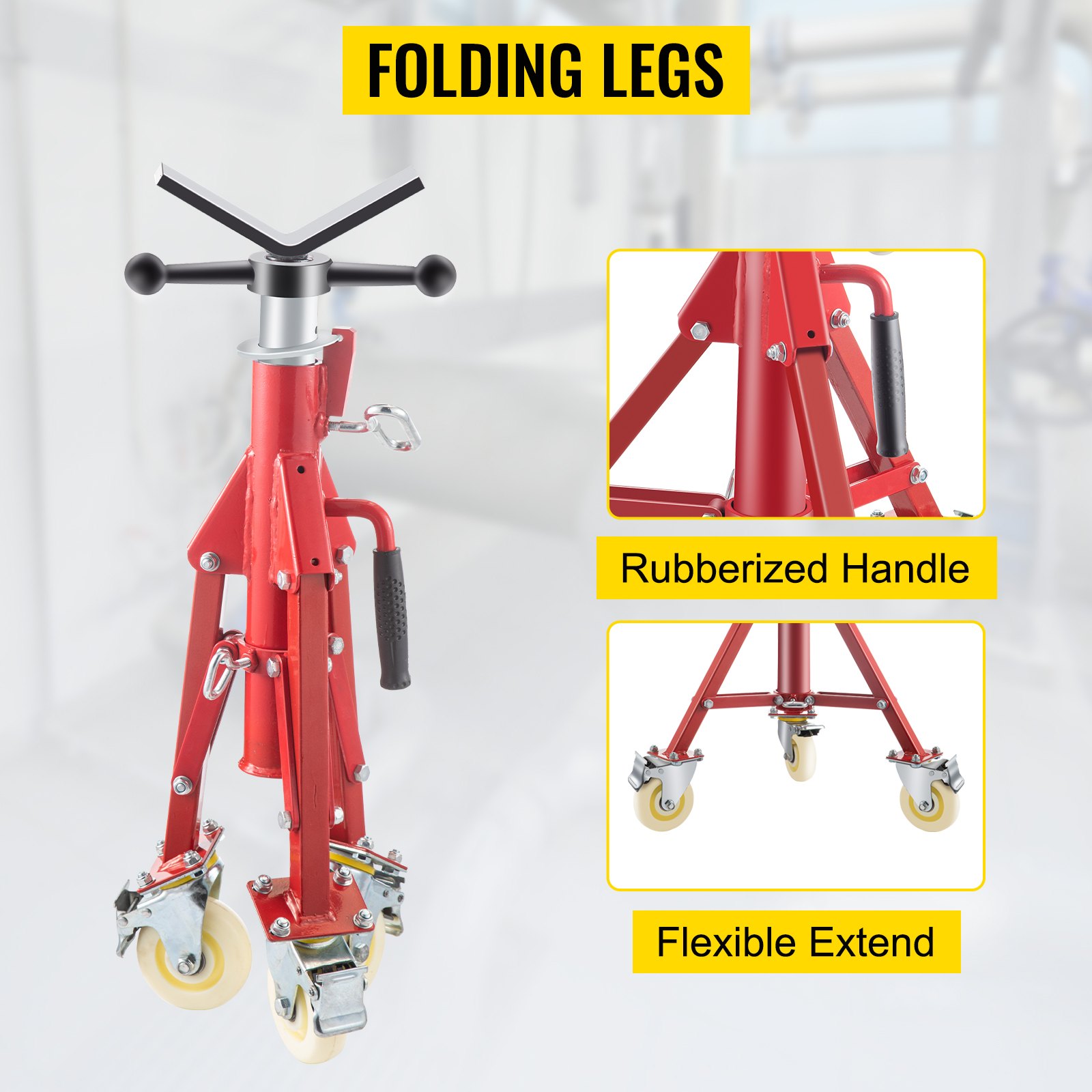 Pipe Jack Stand, V Head Adjustable Height 71.12-132.08 Cm, Stands With Casters — image 2