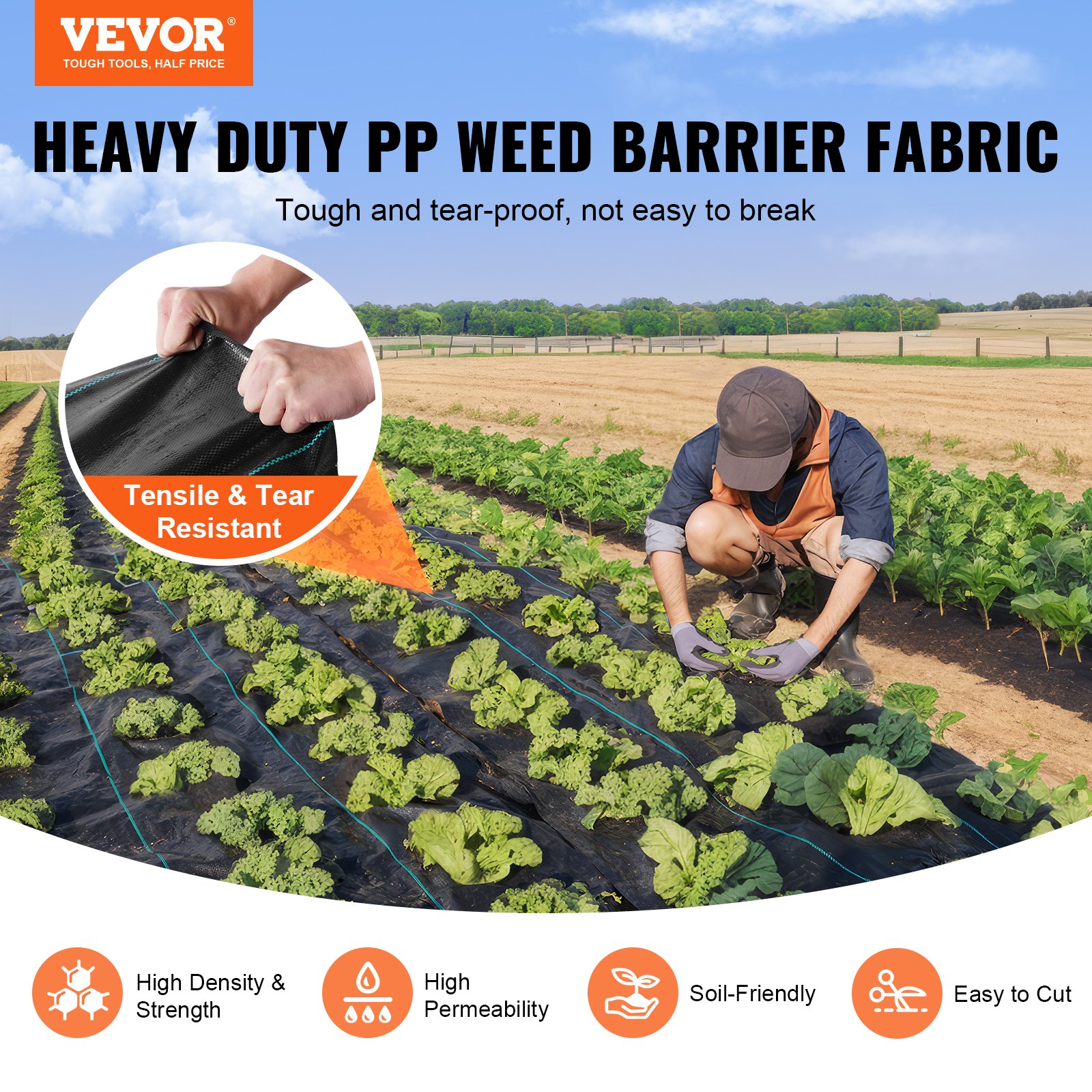 1.52 X 76.2 M Premium Heavy Duty Weed Barrier Landscape Fabric, 141.7 G Woven — image 4