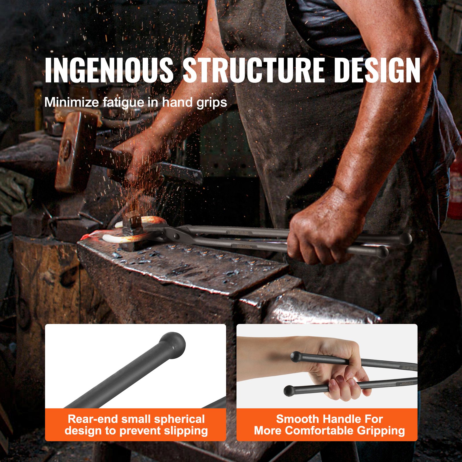Blacksmith Tongs, 45.7 Cm 4 PCS, V-Bit Bolt Wolf Jaw Z And Gripping Carbon — image 5