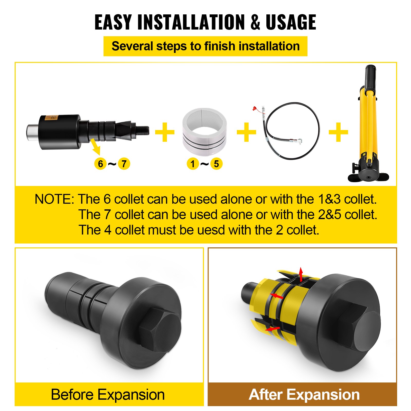 Hydraulic Exhaust Pipe Expander, 4.1 To 10.8 Cm Size, 10 T Manual Stretcher W/4 — image 4