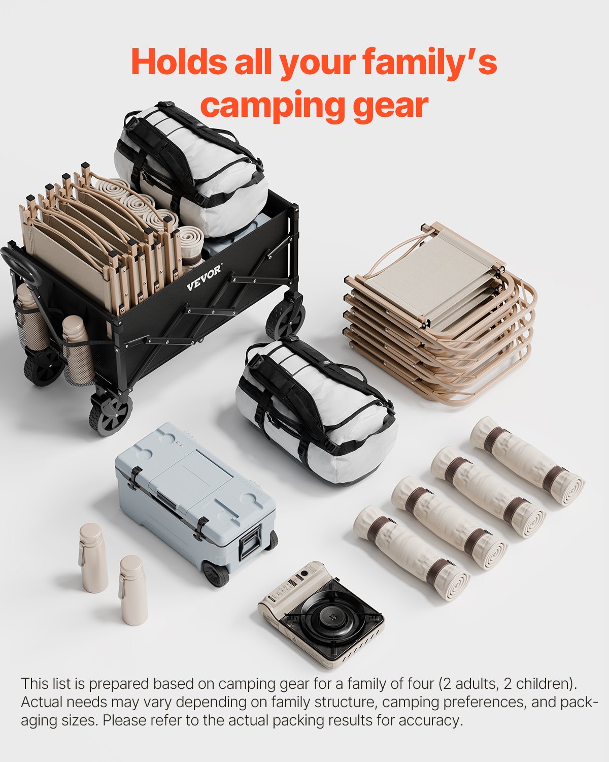 Collapsible Wagon Carts, 120L & 225LBS Folding Wagons With All-Terrain Wheels — image 5