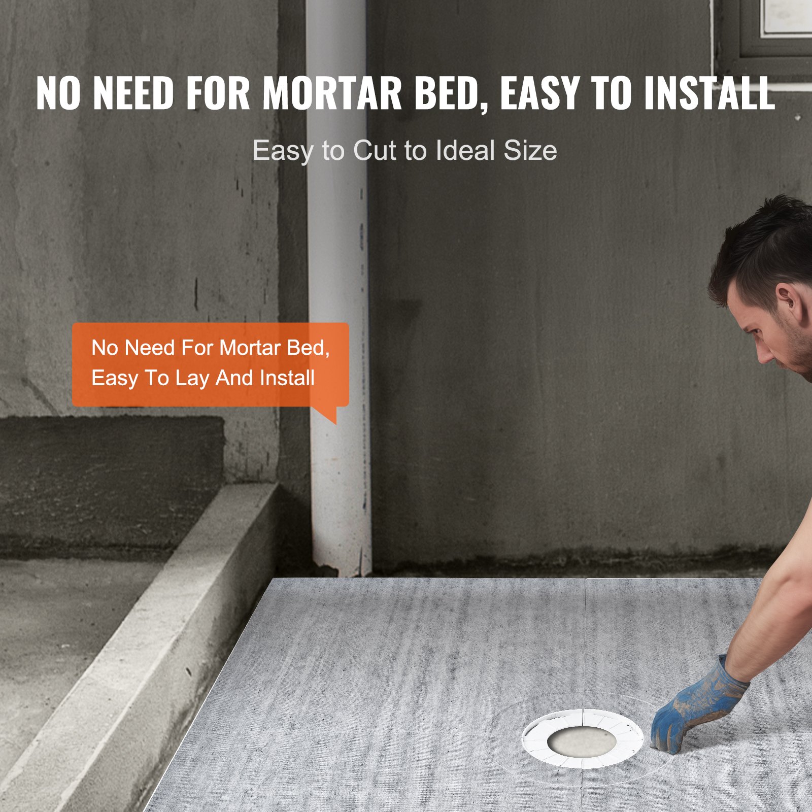 Shower Curb Kit, 1828x1828mm Pan With 160mm Central Drain, Lightweight EPS — image 4
