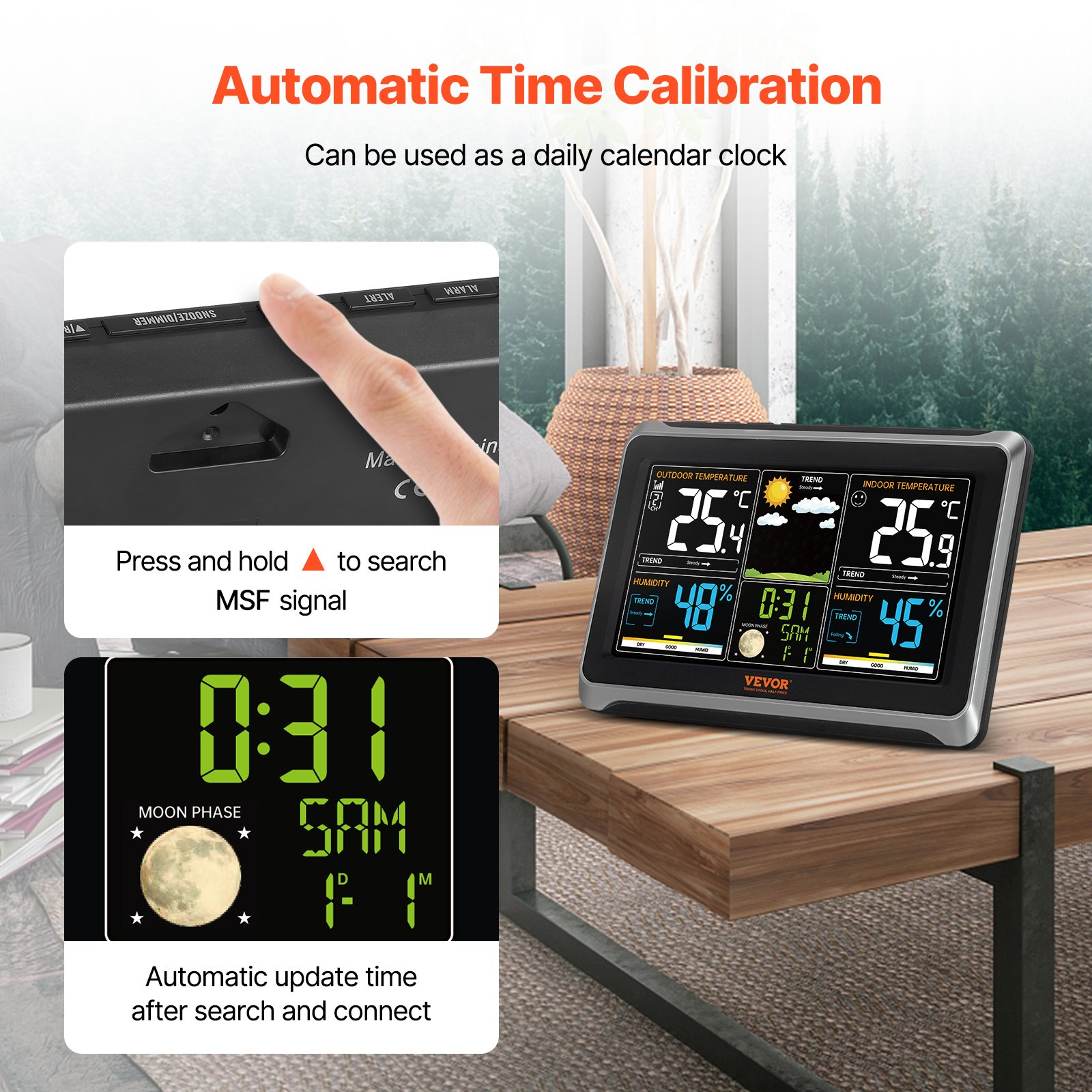 Weather Station Indoor Outdoor, 7.5 In Color Display, Wireless Digital Home — image 2