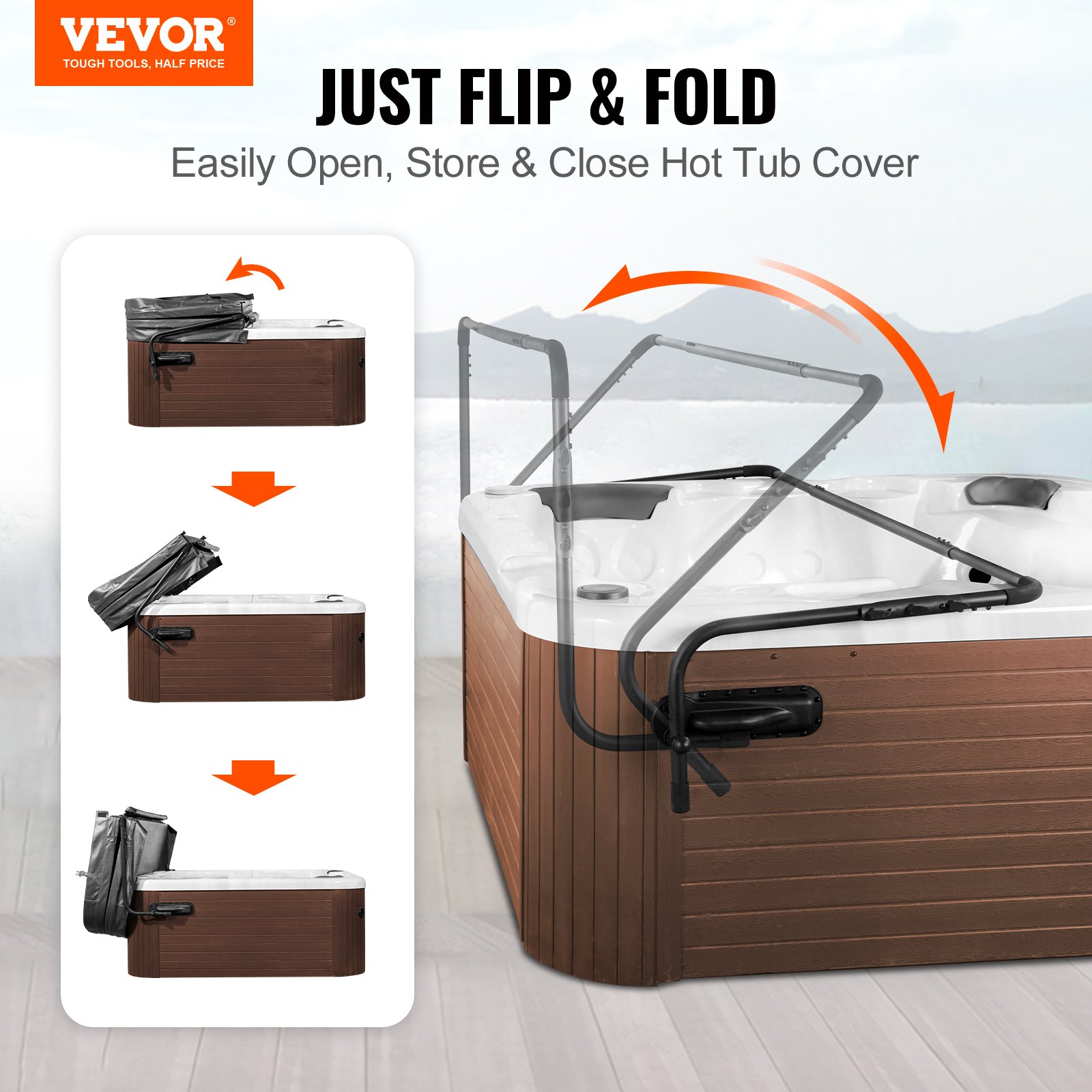 Tub Cover Lift, Spa Height 800 - 1050 Mm Width 1750-2550 Mm Adjustable — image 5