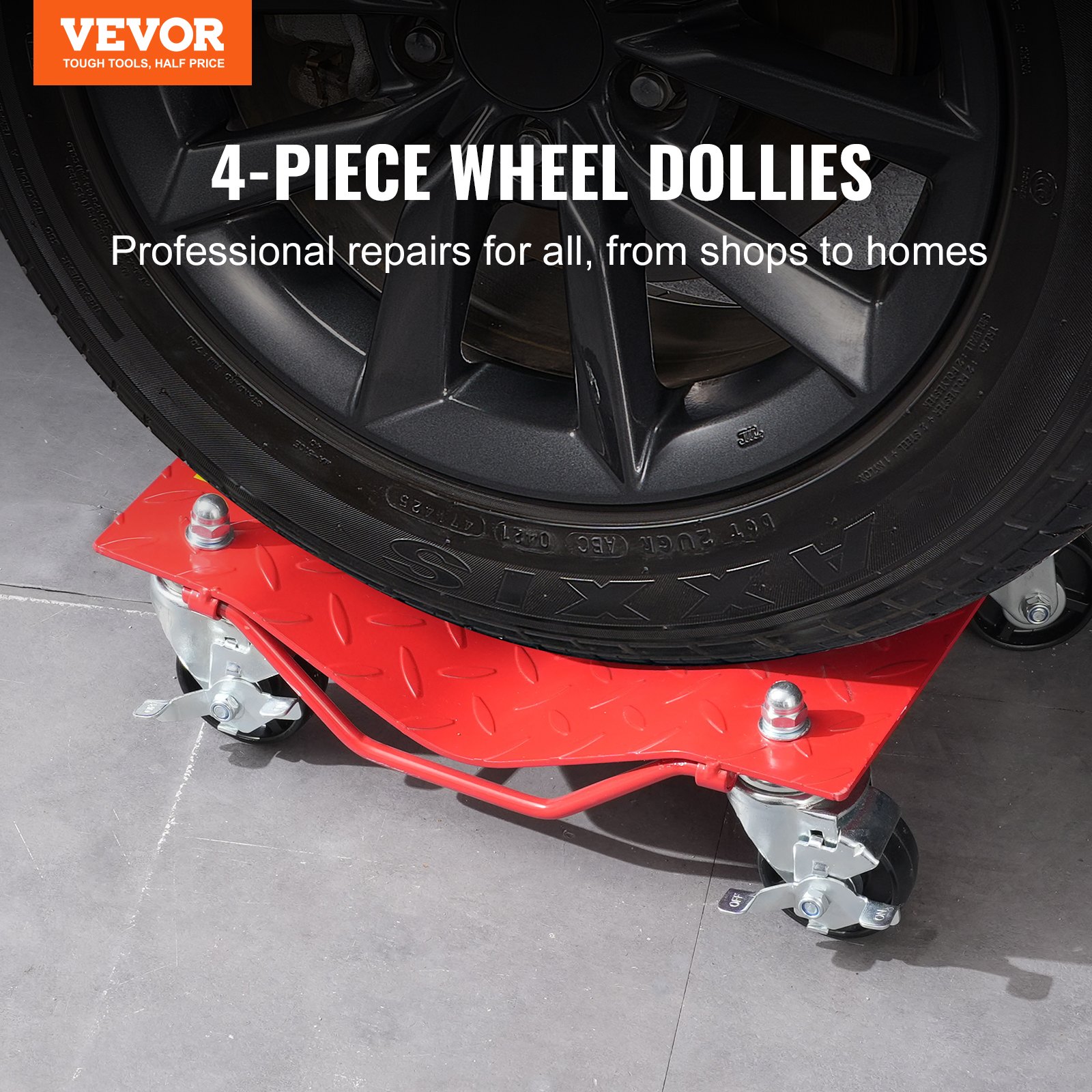 Wheel Dolly, 8000 Lbs Capacity Heavy-Duty Steel Car Mover, Tire Stake Set
