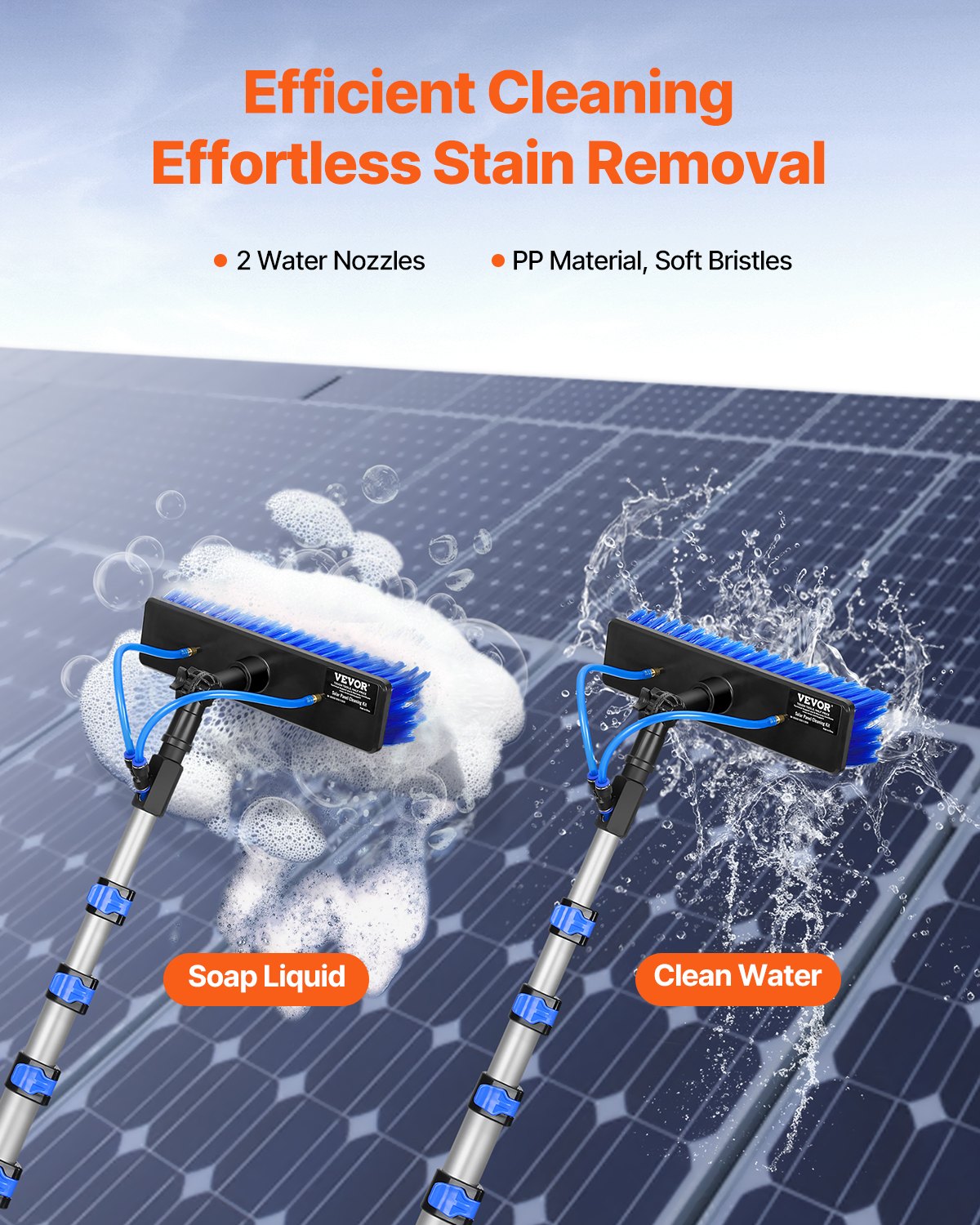 Water Fed Pole Kit, 9m Solar Panel Cleaning With Extendable Handle, 180°