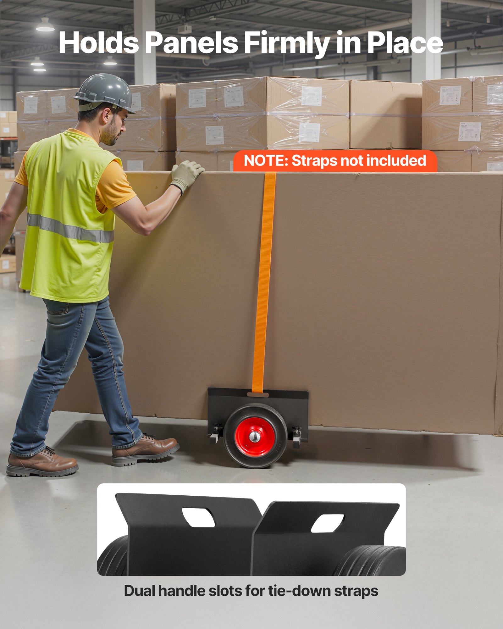 Panel Dolly, 453.6 Kg Load Capacity, Drywall Mover With 25 Cm Rubber Wheels — image 3