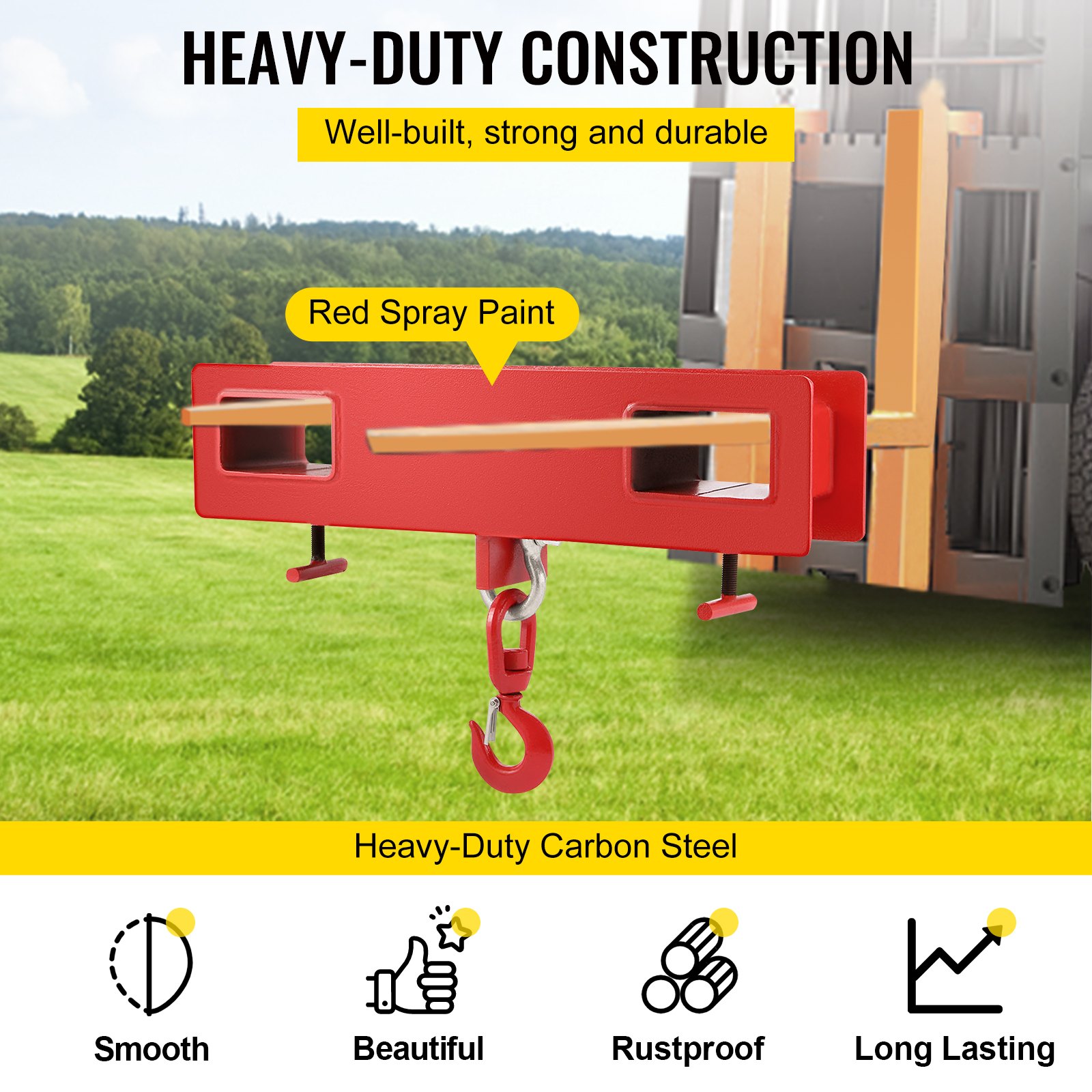 2 Ton Forklift Lifting Hook 4000 LBS/2000KG Capacity Lift