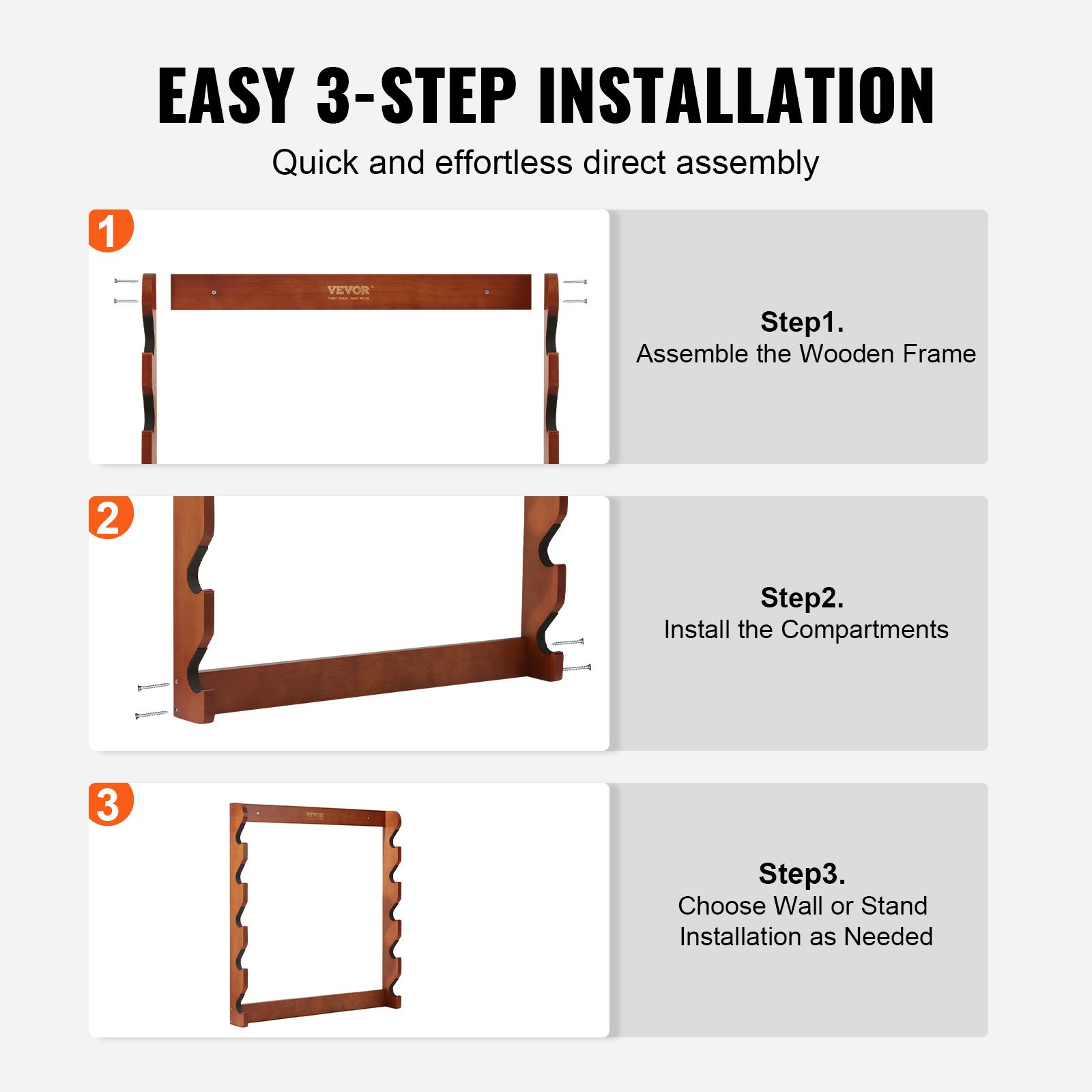 Gun Rack, Wood Wall Mount, Display Holds 5 Rifles, Shotguns, 132 Lb Heavy Duty — image 4