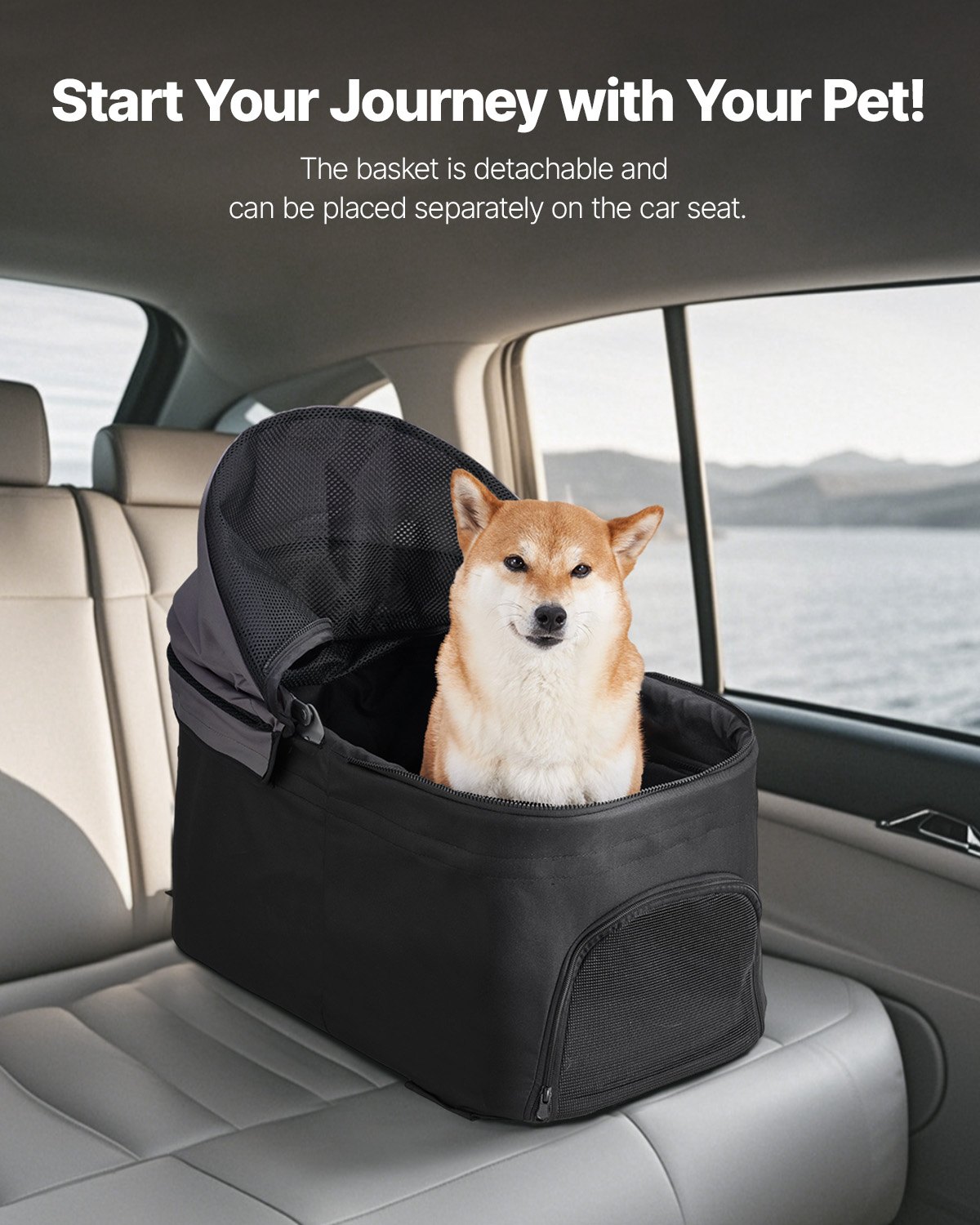 Pet Stroller, 35 Lbs Weight Capacity, Foldable Dog Cart, 4 Wheels Cats Pram — image 5