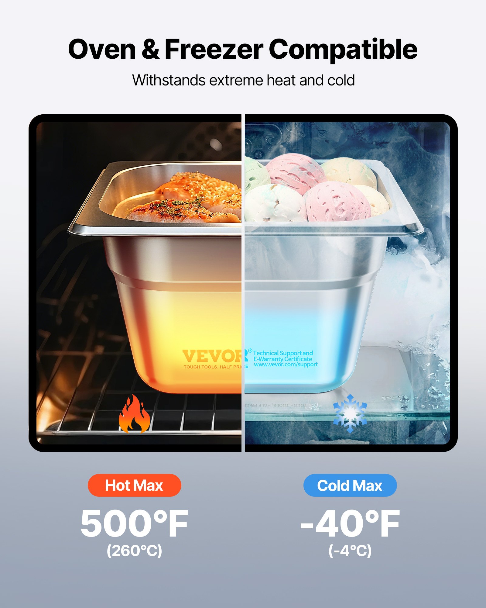 6 Pack Stainless Steam Hotel Pans, 1/6 Size Table Pan, 4 Inch Deep, Anti Jam — image 2