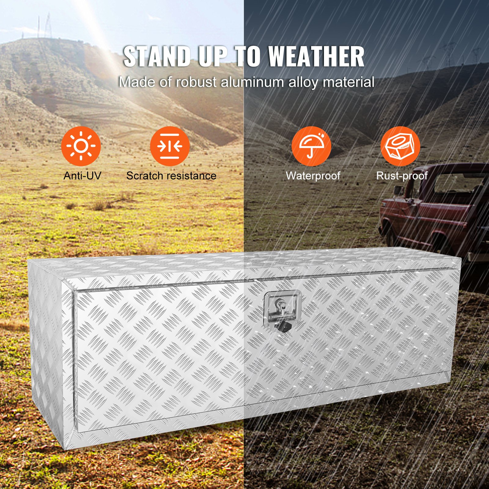 Underbody Truck Box, 1219 X 430 X 460 Mm Pickup Storage Heavy Duty Aluminum