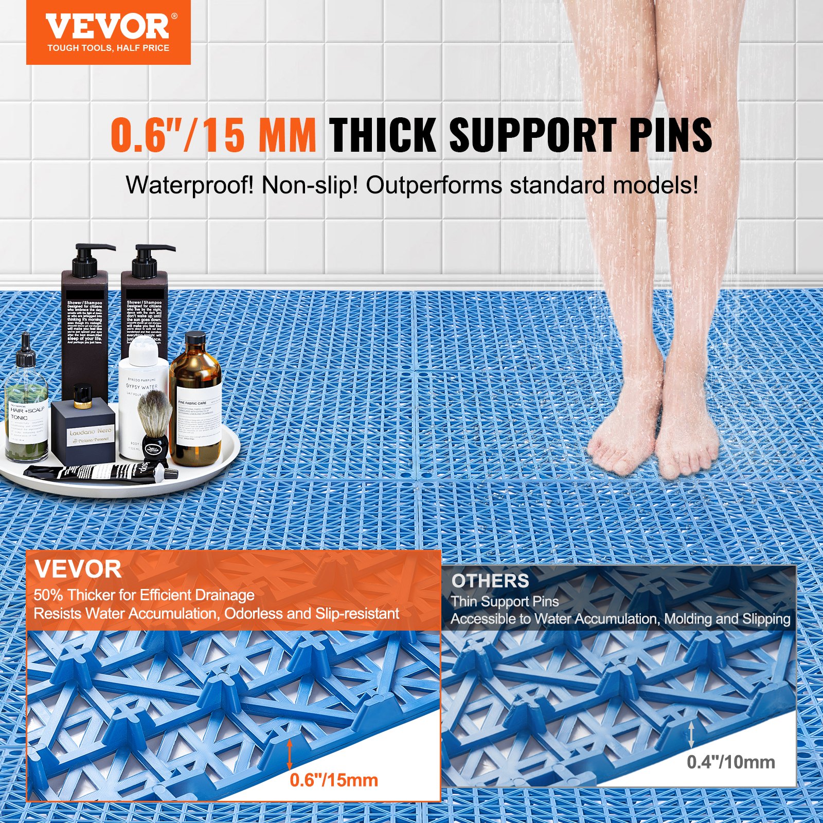 Modular Interlocking Cushion, 55 Pack 30 X 30 Cm Splicing Drainage Mats, Soft — image 3