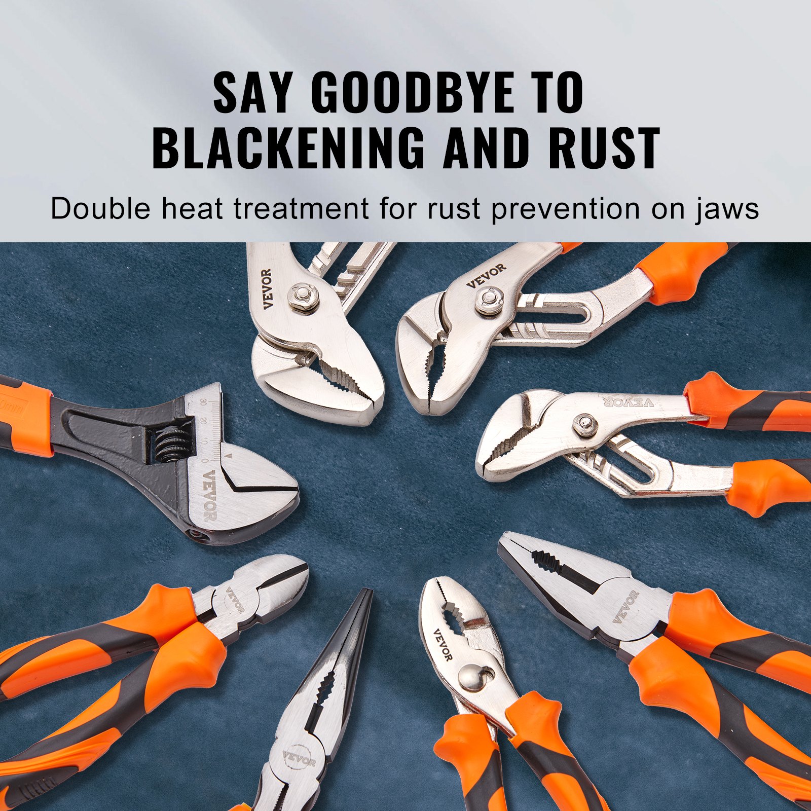 Pliers Set, 8-Piece, High Carbon Steel, 30.5cm/25.4cm/20.3cm Groove Joint