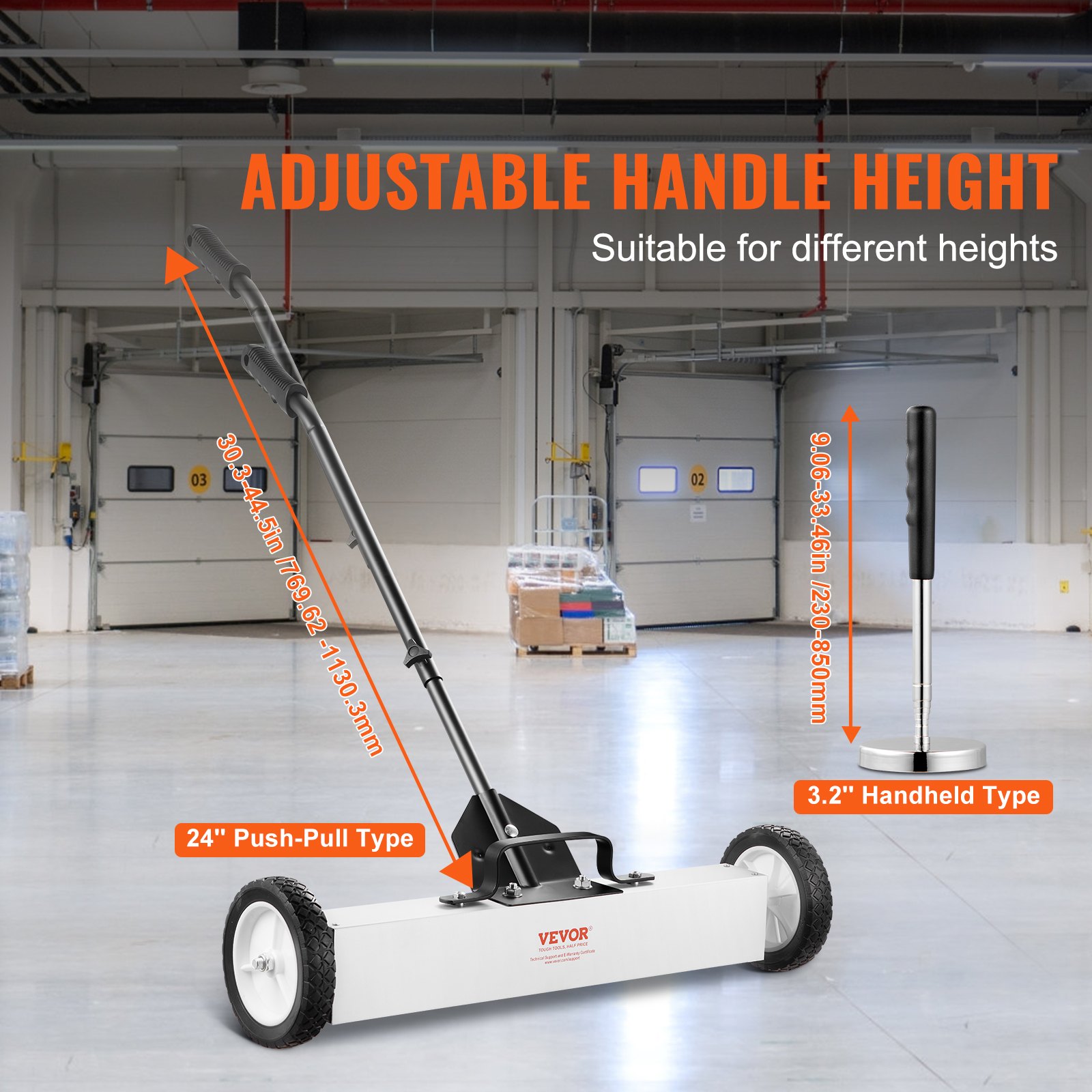 24-Inch Magnetic Sweeper With Wheels, 50 Lbs Capacity, Telescoping Pickup Tool — image 4